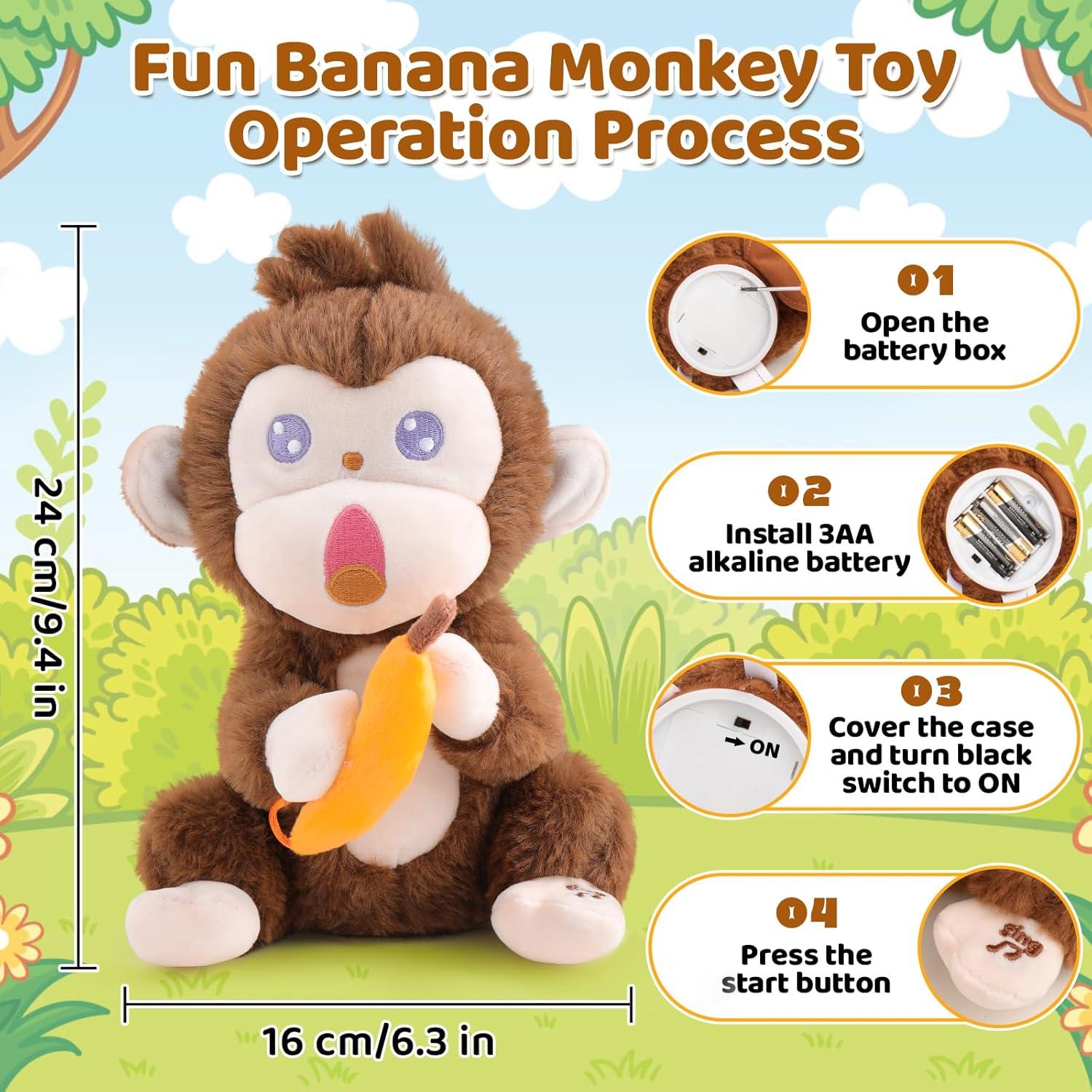 Mono de Peluche Interactivo Emoin con Plátano 23.9 cm