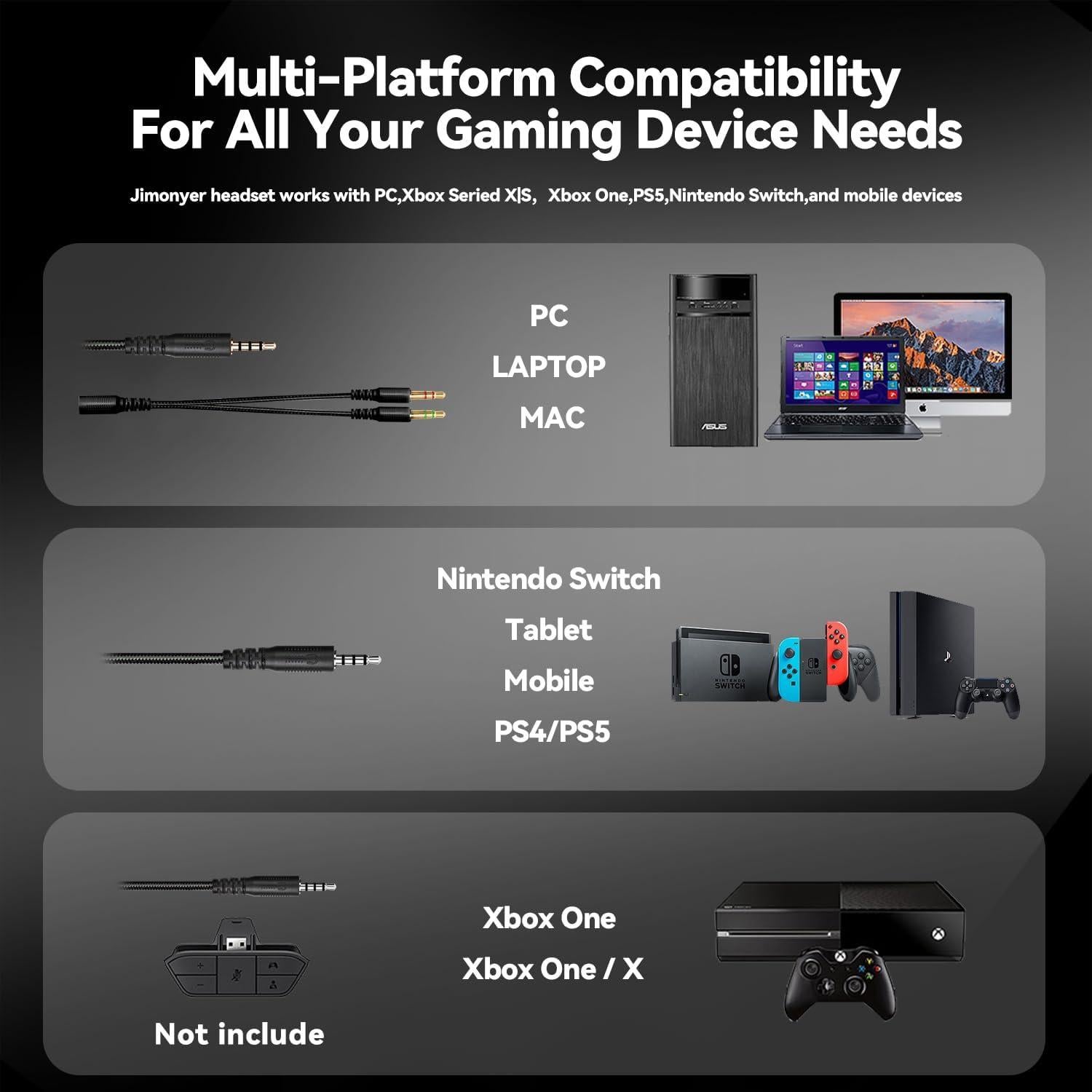Auriculares Gaming Jimonyer A82 con Sonido Estéreo y Micrófono
