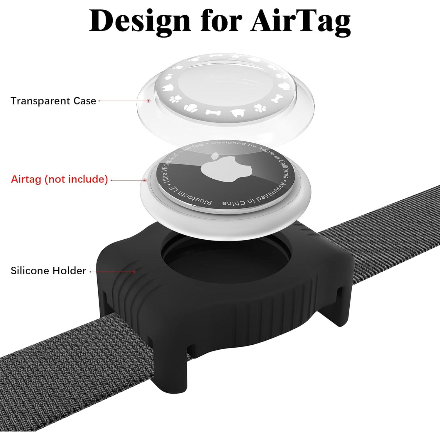 Soporte para AirTag de Perro WhoseID - Silicona y ABS Negro