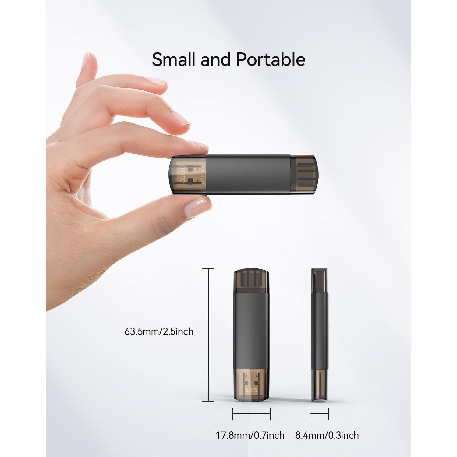 Unidad Flash USB 3.0 Doble 32GB JOIOT Tipo-C + USB-A Negro