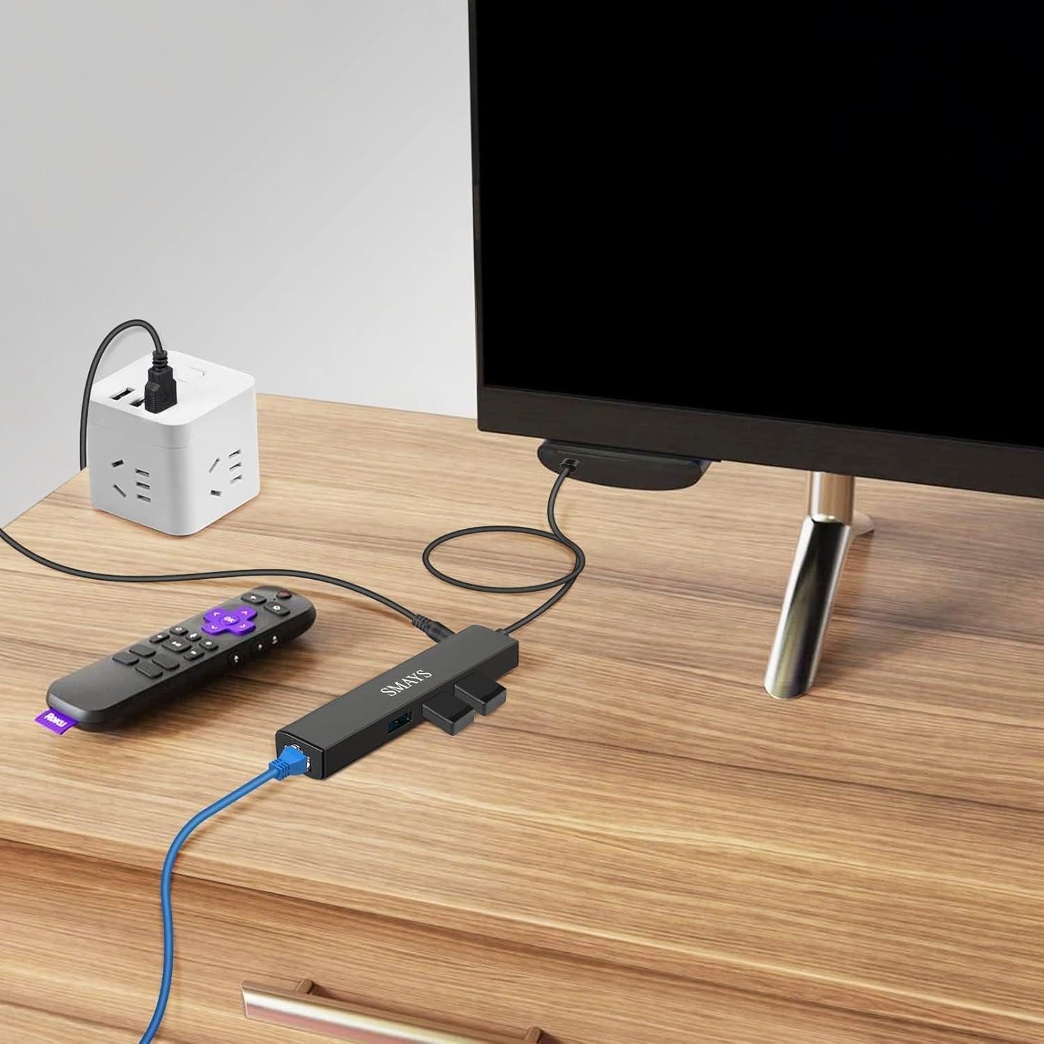 Adaptador Ethernet Smays para Android TV 4K - Hub USB 3 Puertos