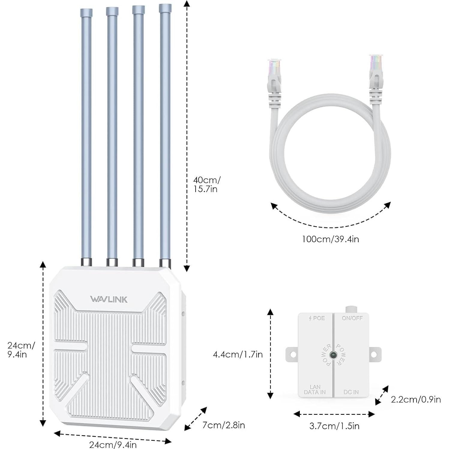 Extensor WiFi 6 WAVLINK AX1800 IP67 para Exterior 128 Dispositivos