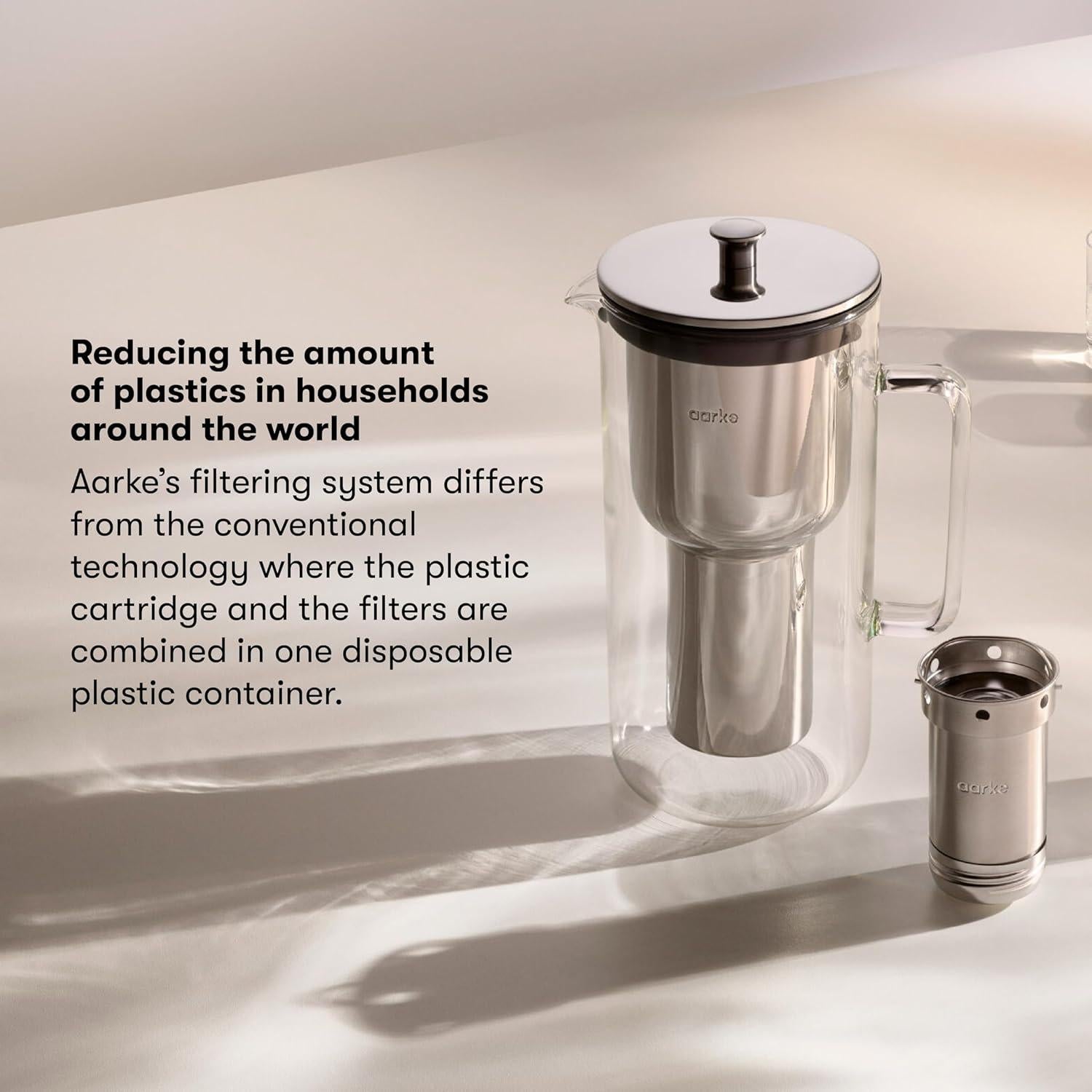 Aarke Enriched Filter Refill Granules - Minerals Infused for Alkaline pH, Eco-Friendly, 8-Week Performance, Compatible With Purifier Pitchers (3 pack)