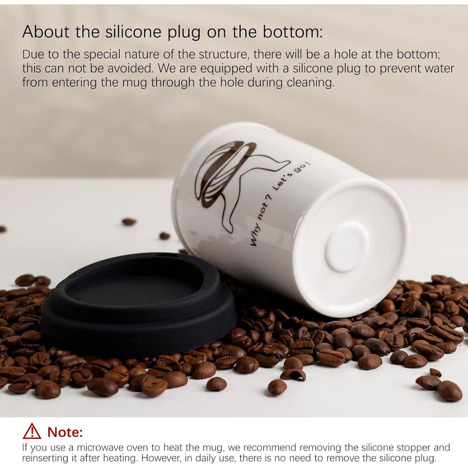 Taza de Viaje Cerámica ZEBERBO 250ml Doble Pared Aislada