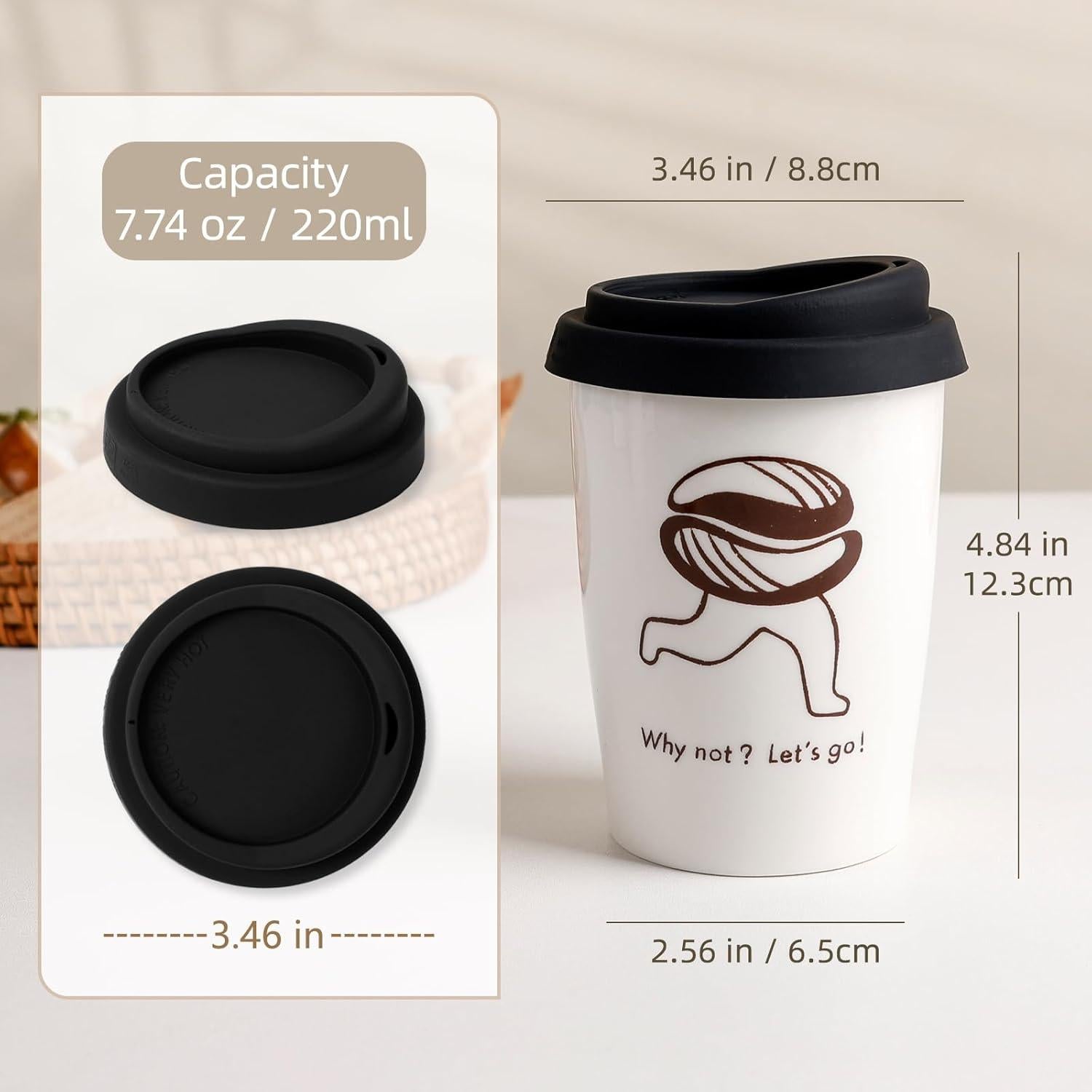 Taza de Viaje Cerámica ZEBERBO 250ml Doble Pared Aislada