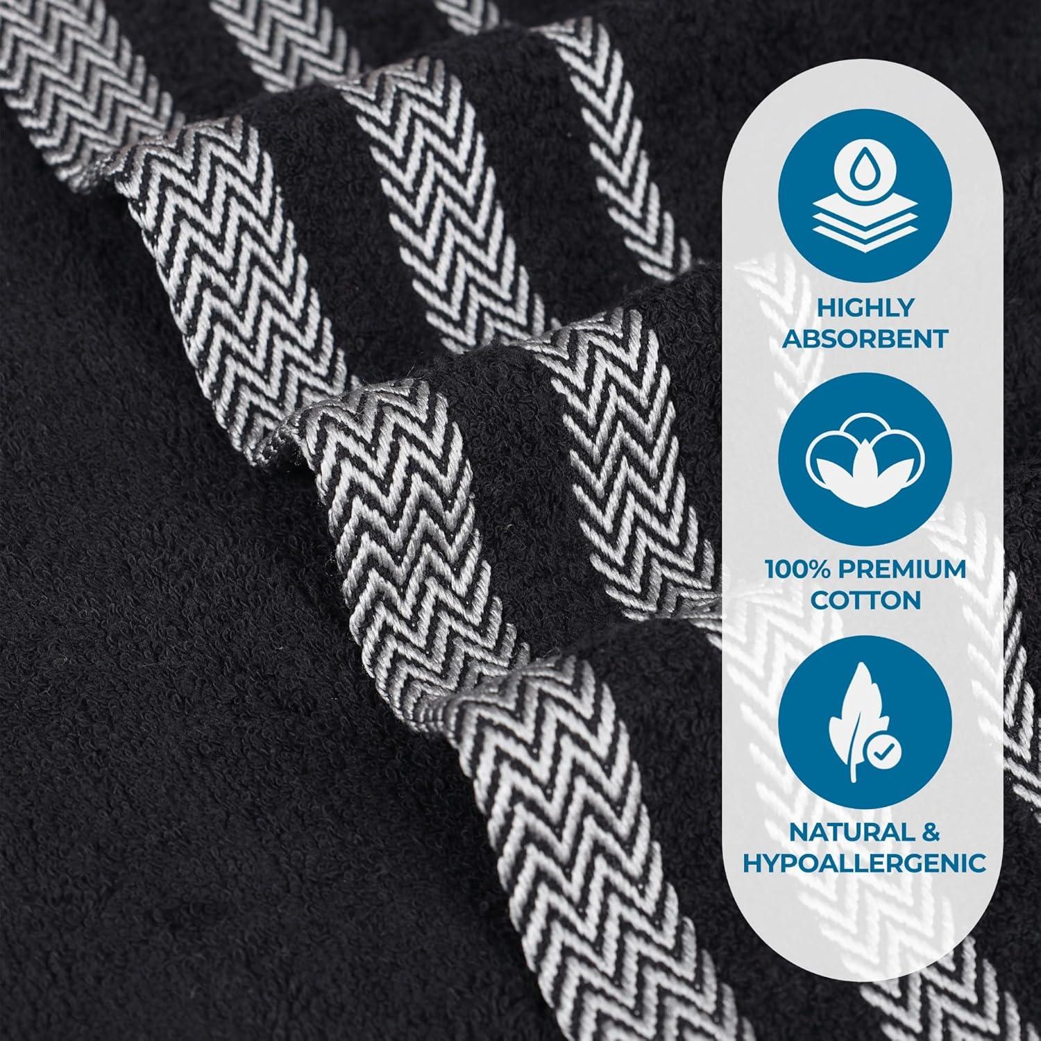 Juego de Toallas de Algodón Superior Hays 12 Piezas Negro