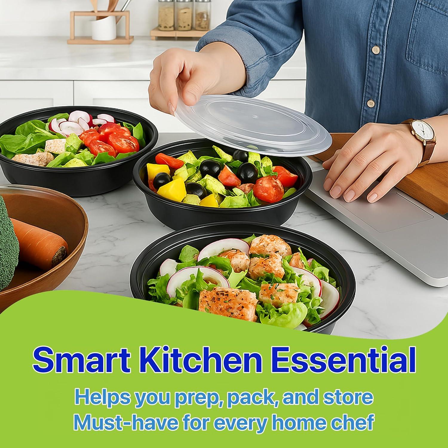 Contenedores Redondos para Comidas Pokanic 10 Set 0.47 L Apilables