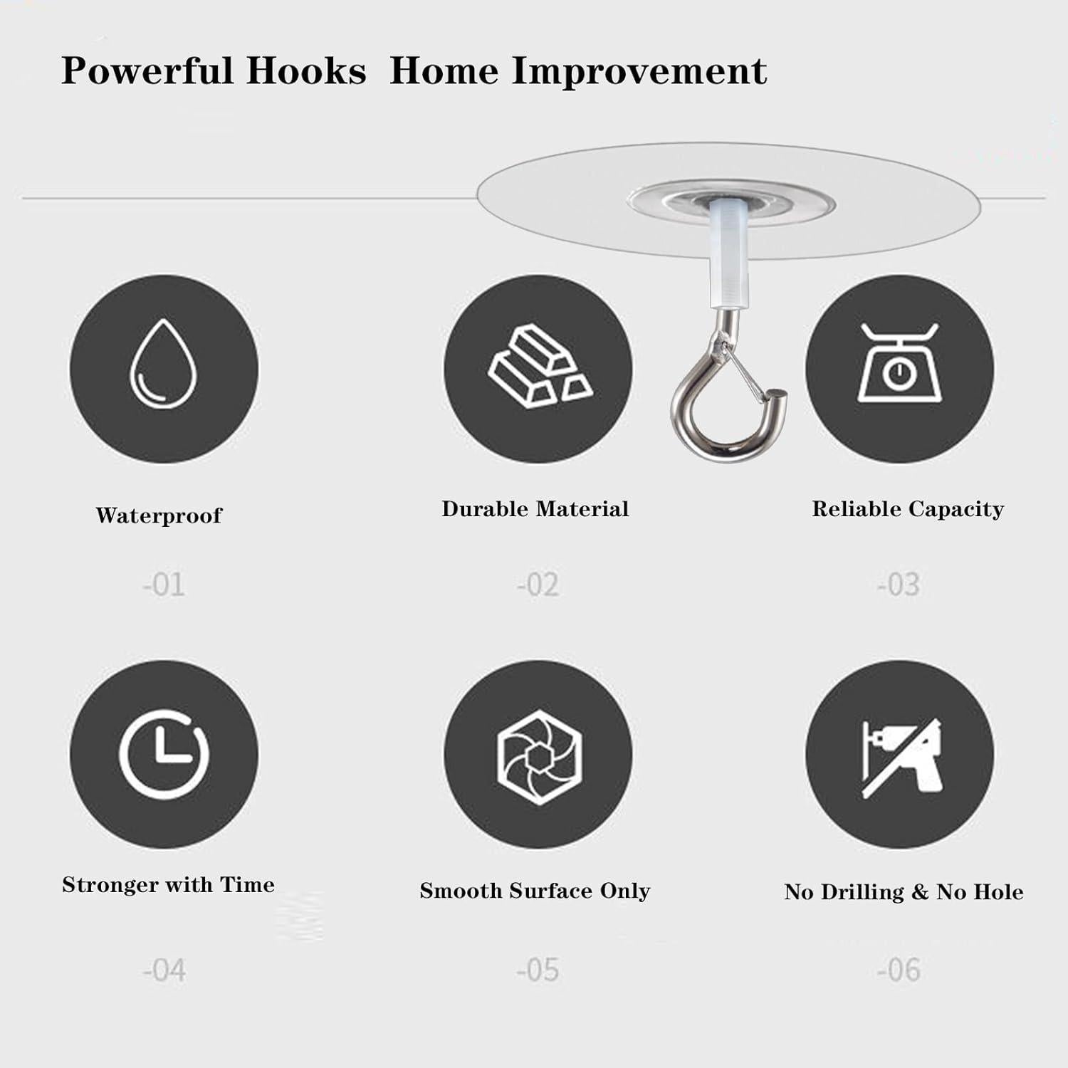 Ganchos Adhesivos de Techo Crhexpva Redondos 10 Unidades