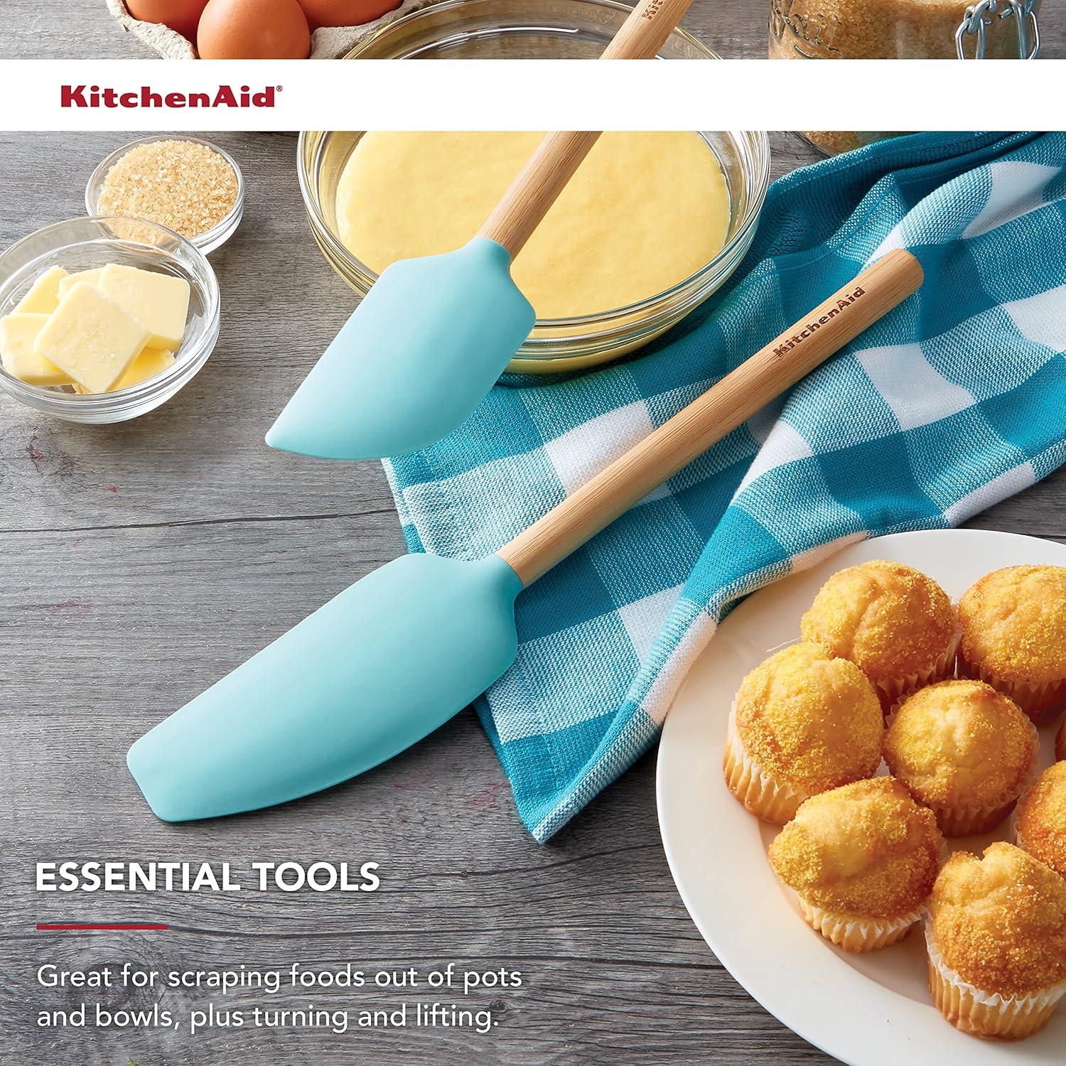 Juego de Espátulas de Bambú KitchenAid 2 Piezas Aqua Sky