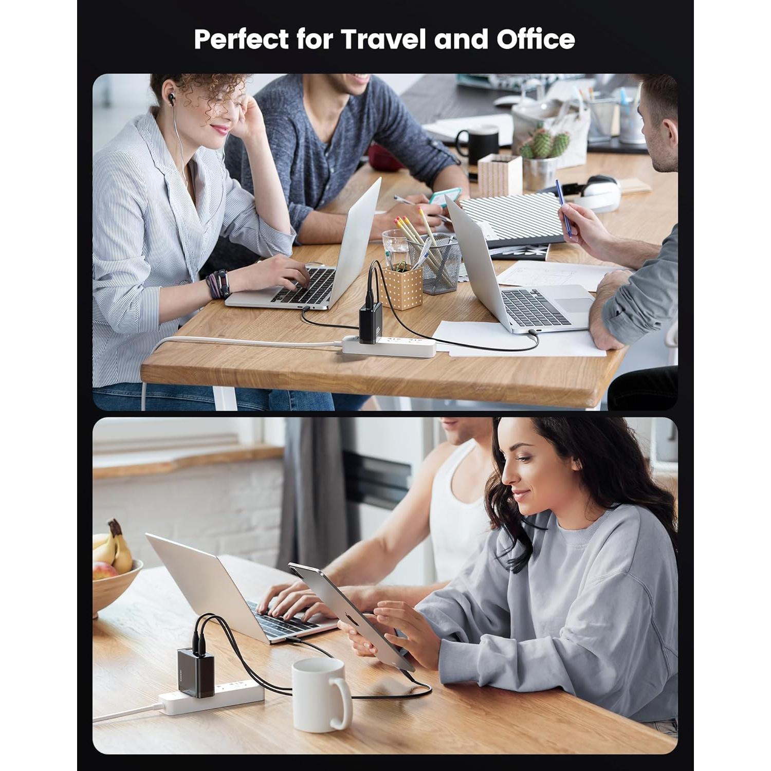 Cargador USB C 100W TOOCKI 3 Puertos Rápido PD3.0 QC3.0