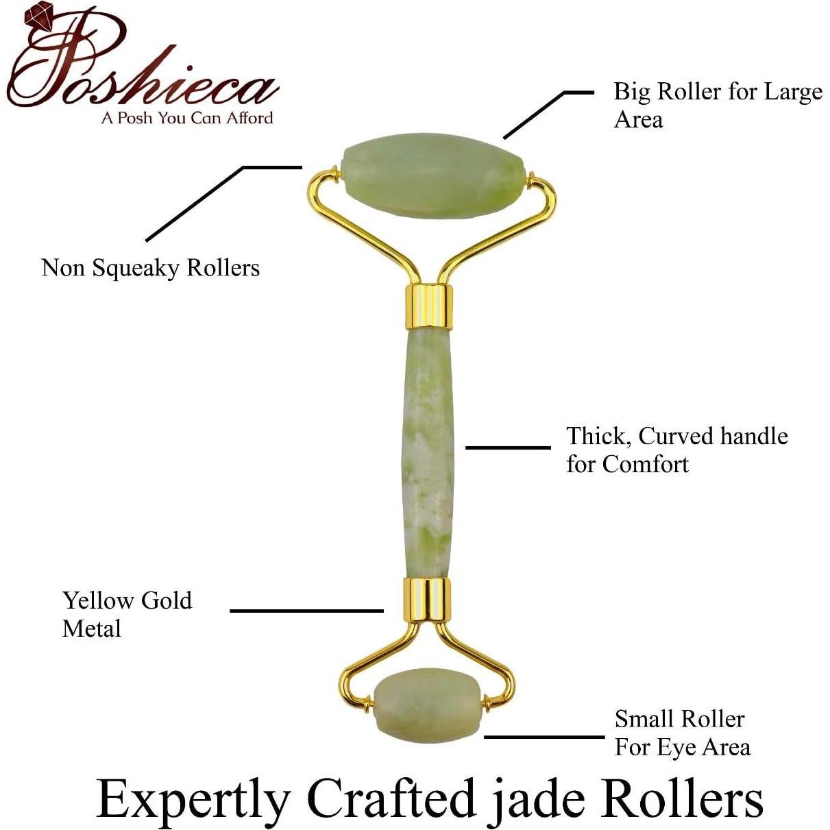 Rodillo Facial y Gua Sha Poshieca - Set Antienvejecimiento Verde