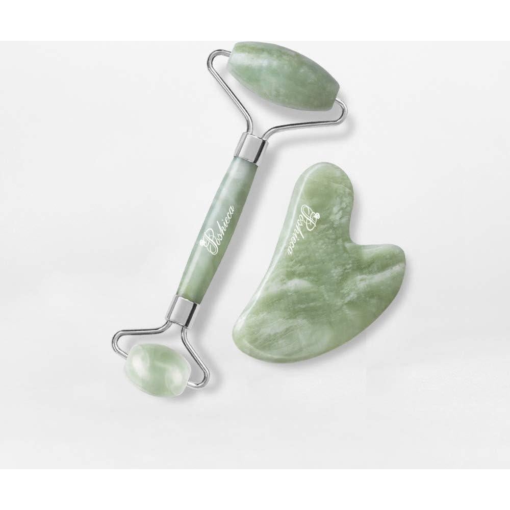 Rodillo Facial y Gua Sha Poshieca - Set Antienvejecimiento Verde