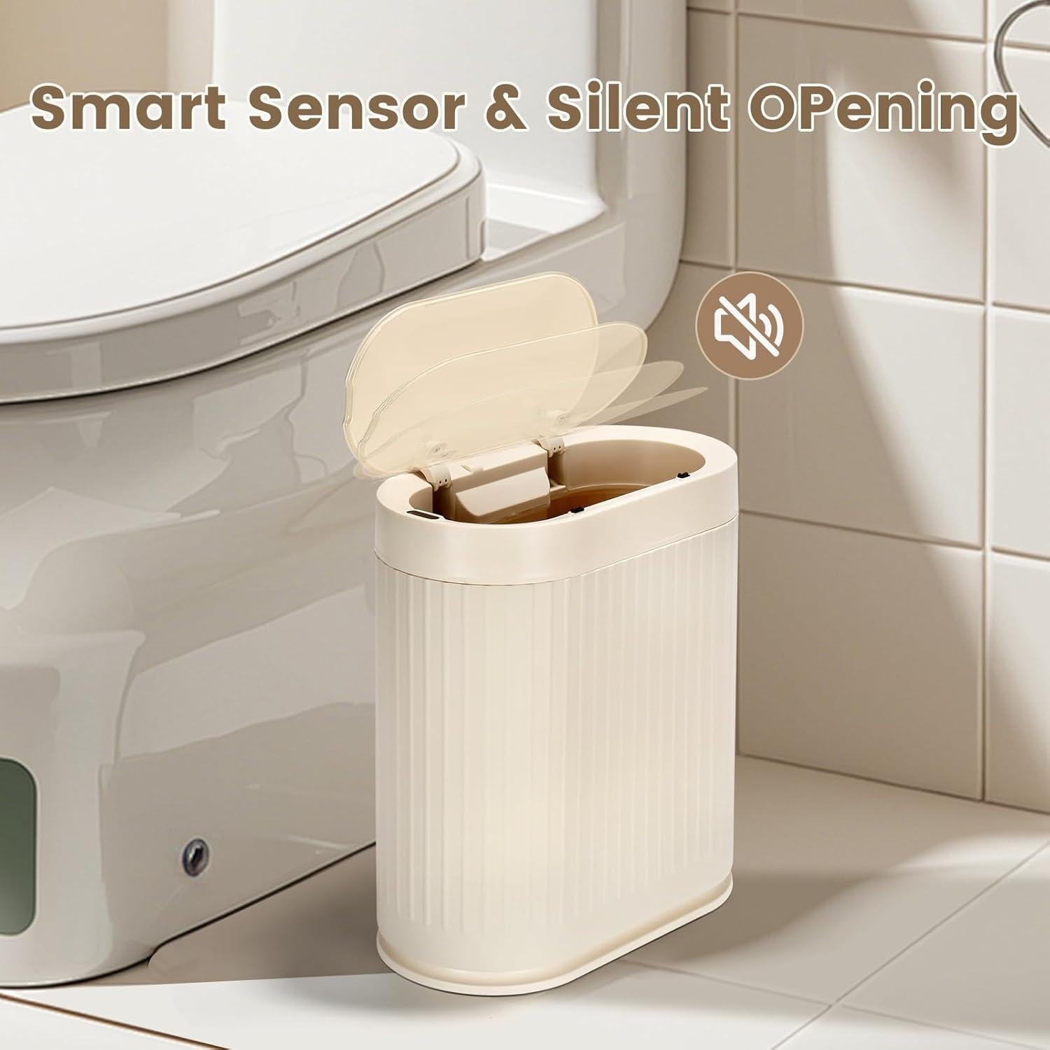 Papelera Inteligente ELPHECO 2 Galones Beige con Sensor