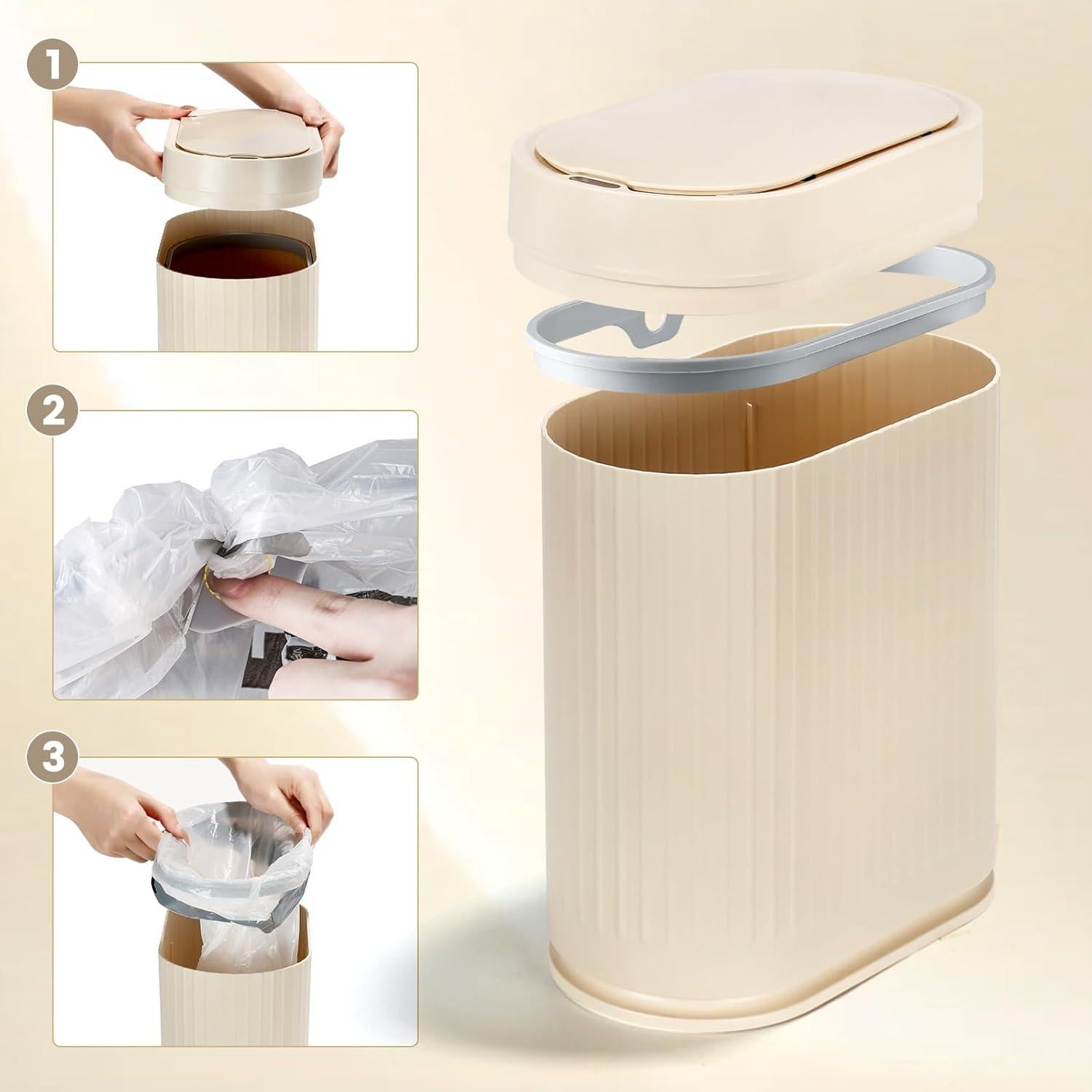 Papelera Inteligente ELPHECO 2 Galones Beige con Sensor