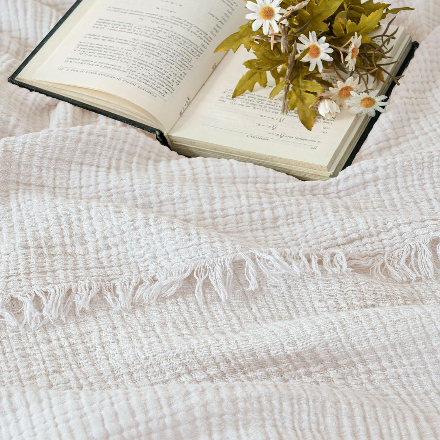 Manta de Muselina Esterra 127x165 cm Algodón Suave Marfil