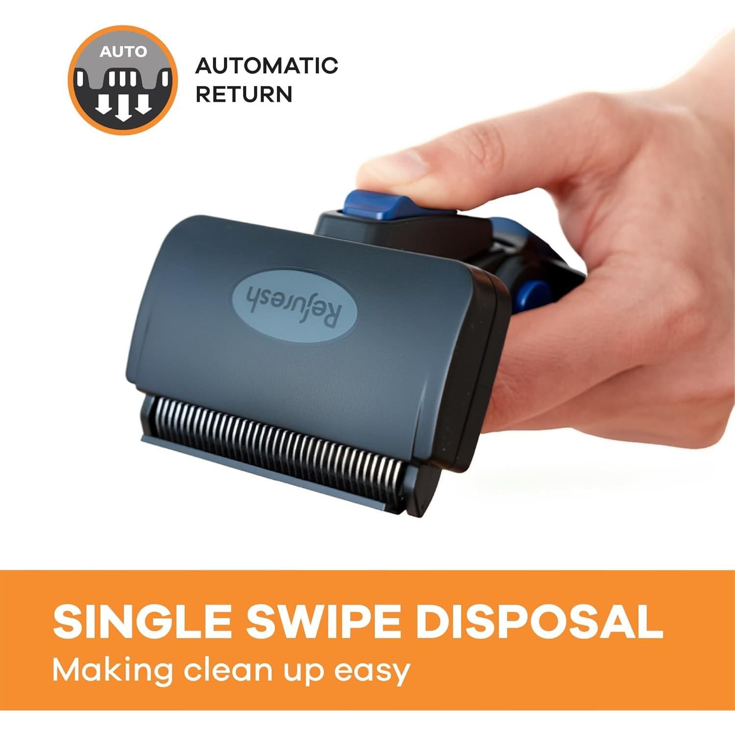 Cepillo Deshedding Refuresh para Perros y Gatos Grande Azul - Reduce Caída de Pelo