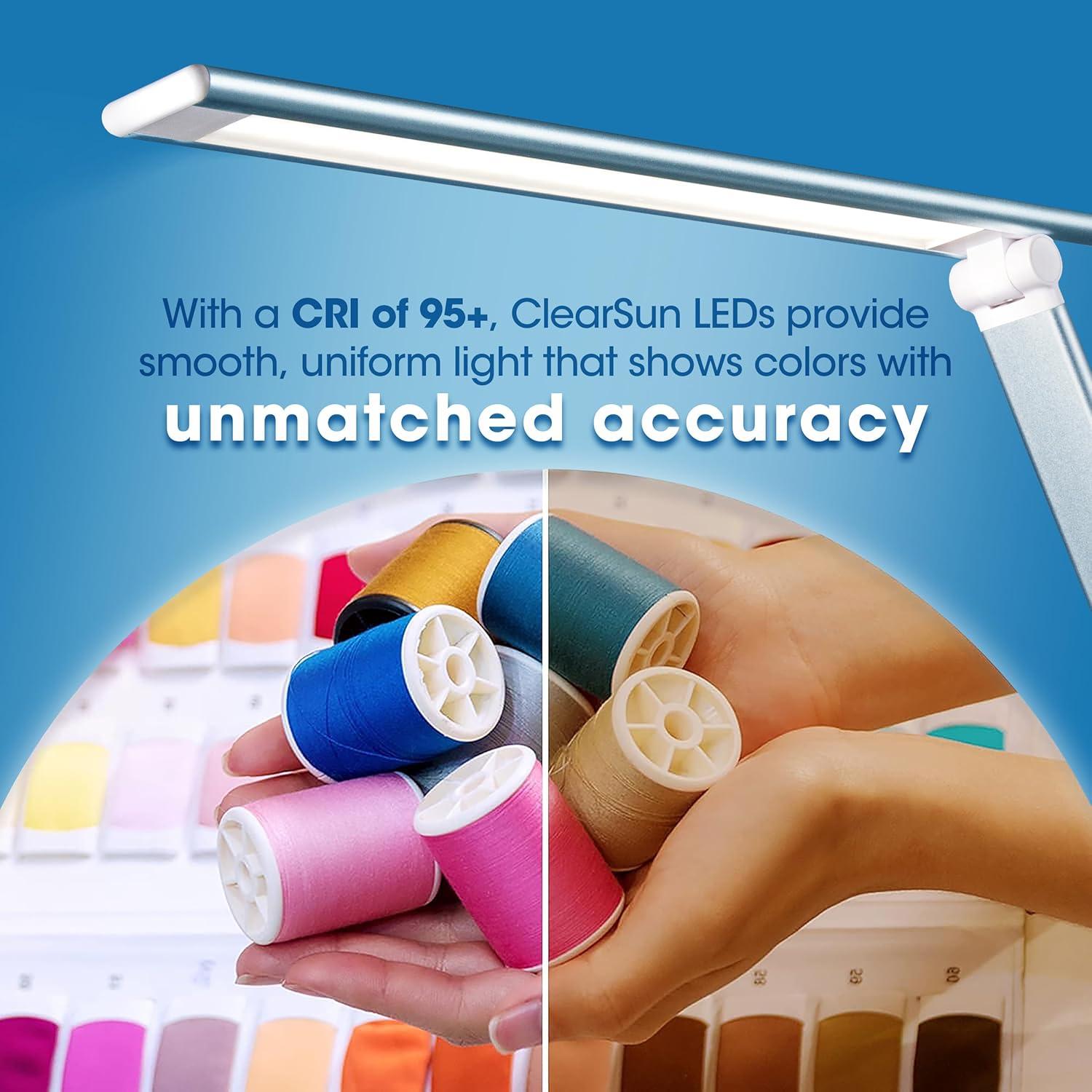 Lámpara de Escritorio LED OttLite CSDQA80W-SHPR con Cargador Inalámbrico y USB, Azul