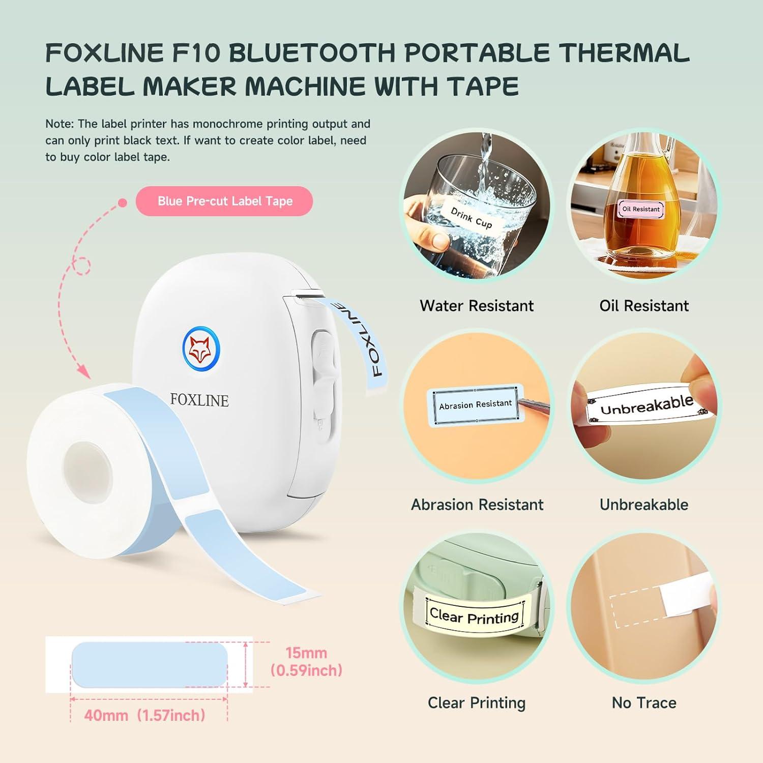 Impresora Térmica Mini de Etiquetas FOXLINE F10 Bluetooth
