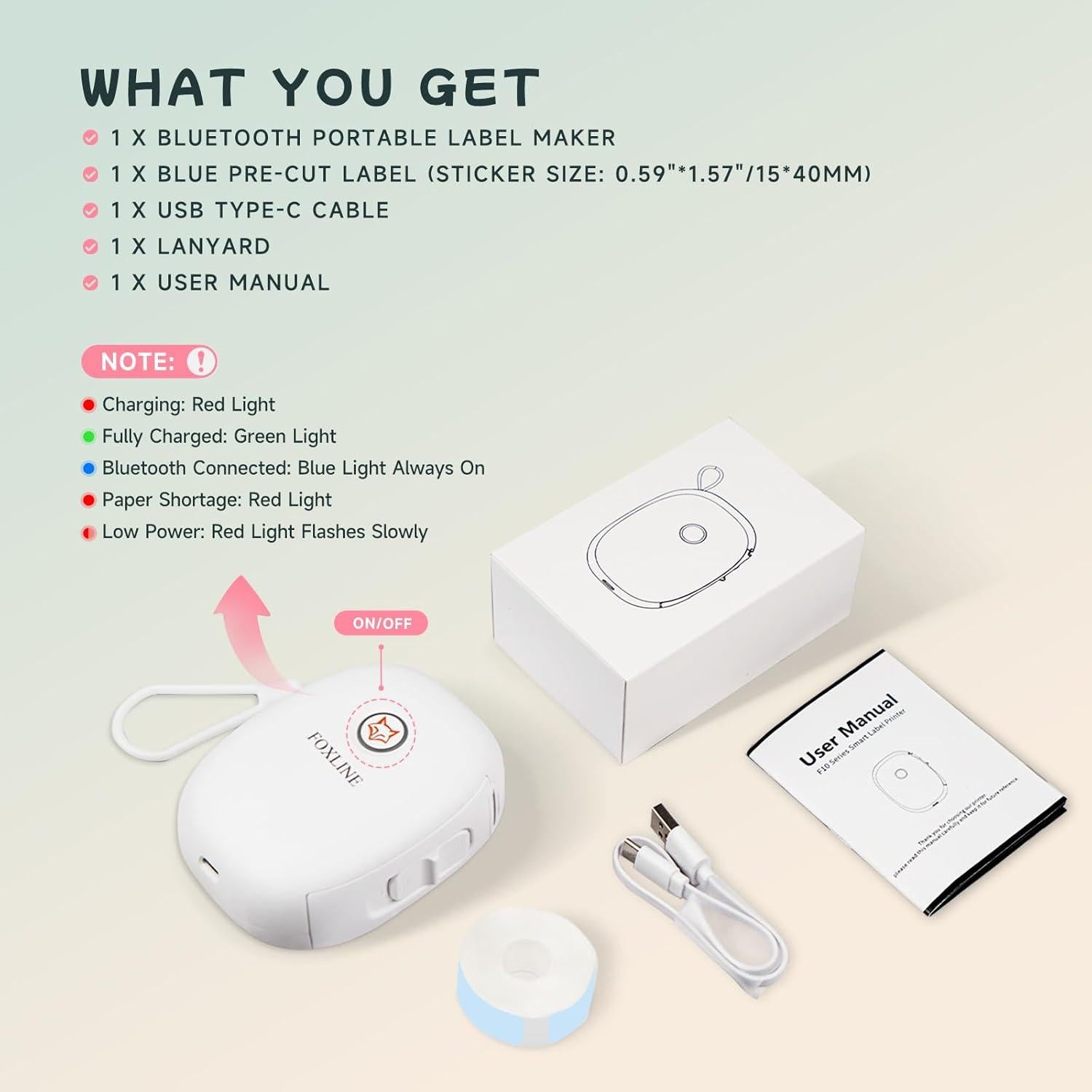 Impresora Térmica Mini de Etiquetas FOXLINE F10 Bluetooth