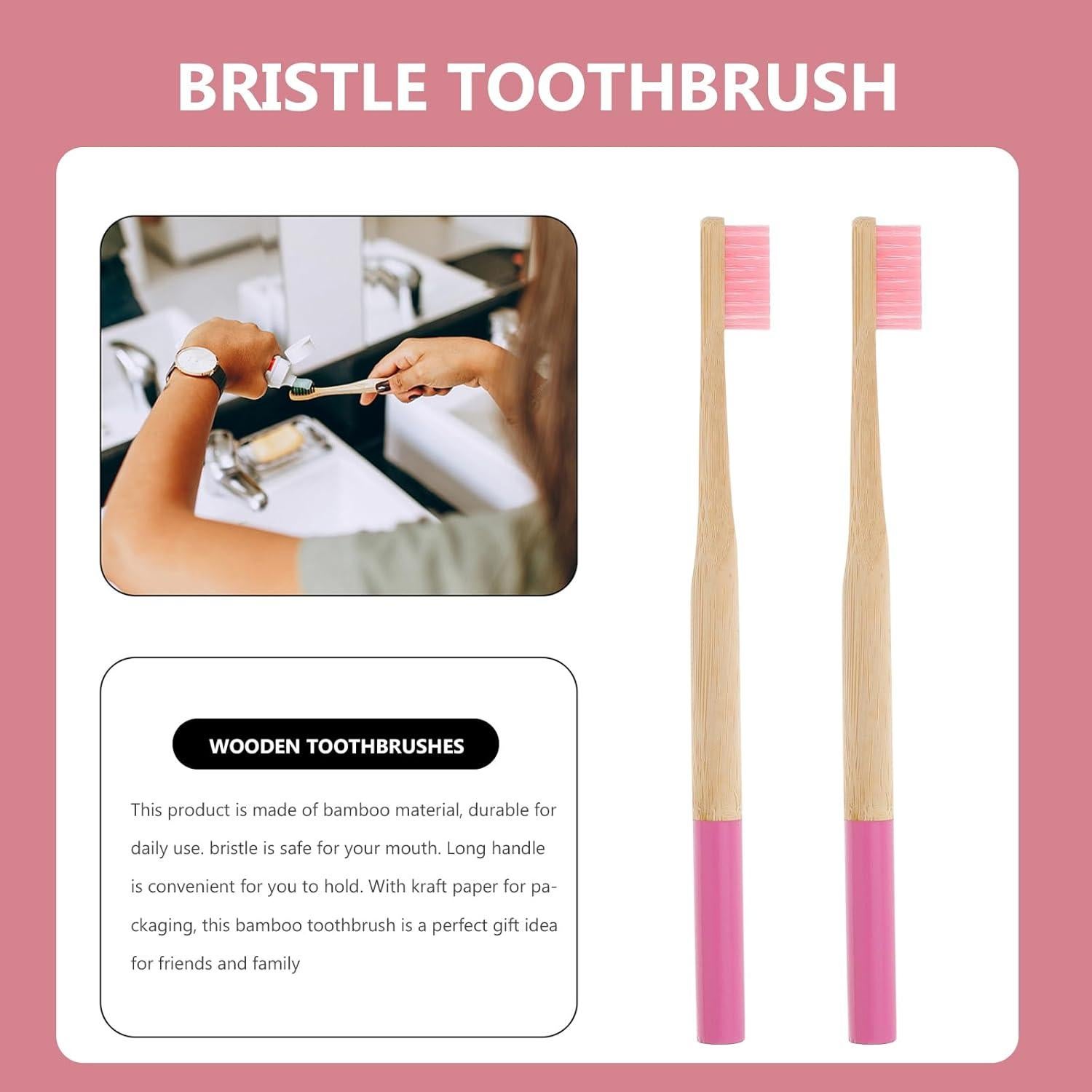 Cepillos de Dientes de Bambú FRCOLOR 4 Piezas Cerdas Suaves