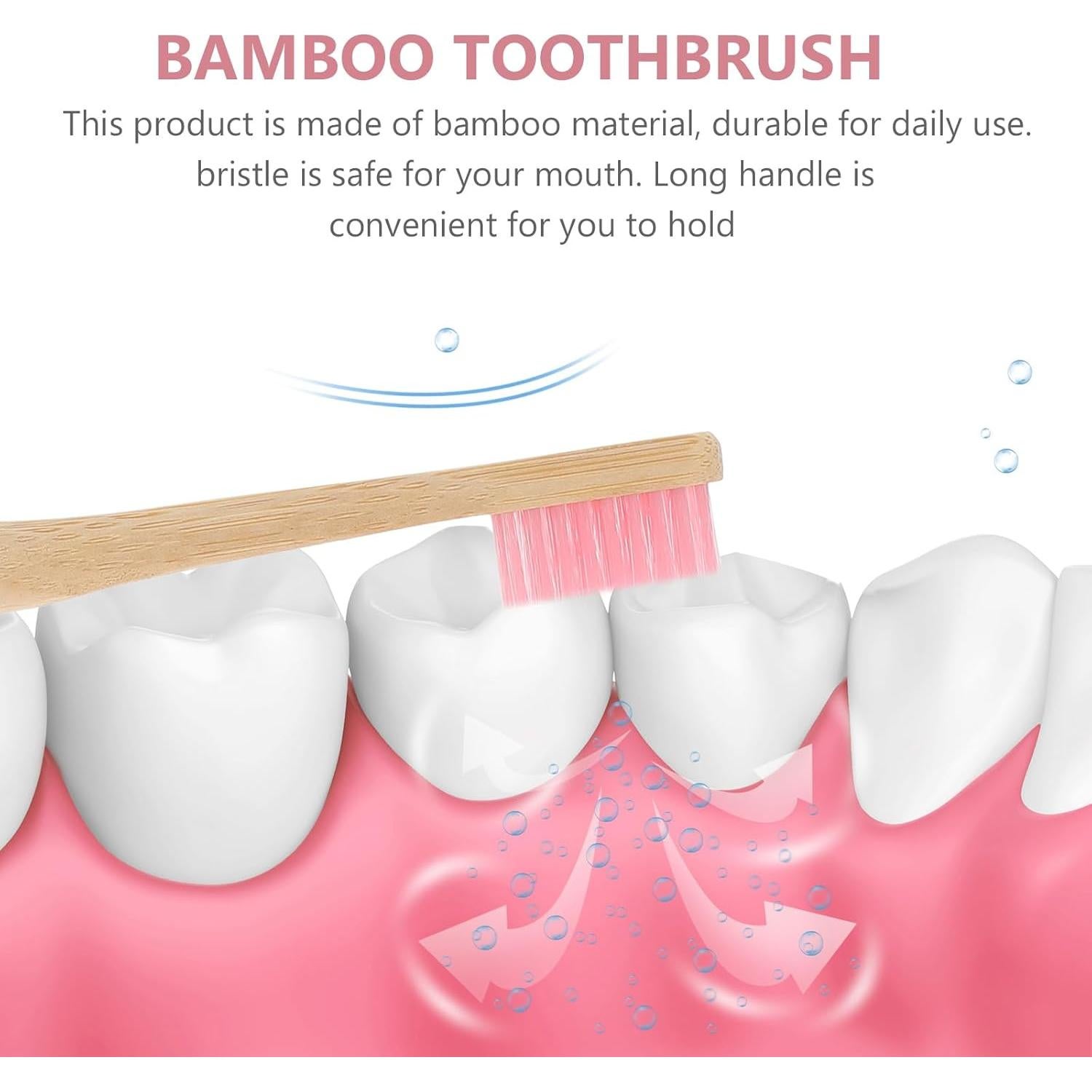 Cepillos de Dientes de Bambú FRCOLOR 4 Piezas Cerdas Suaves