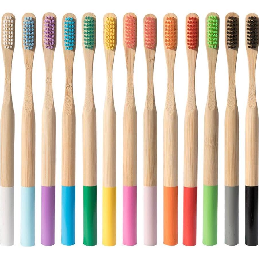 Cepillos de Dientes de Bambú FRCOLOR 4 Piezas Cerdas Suaves