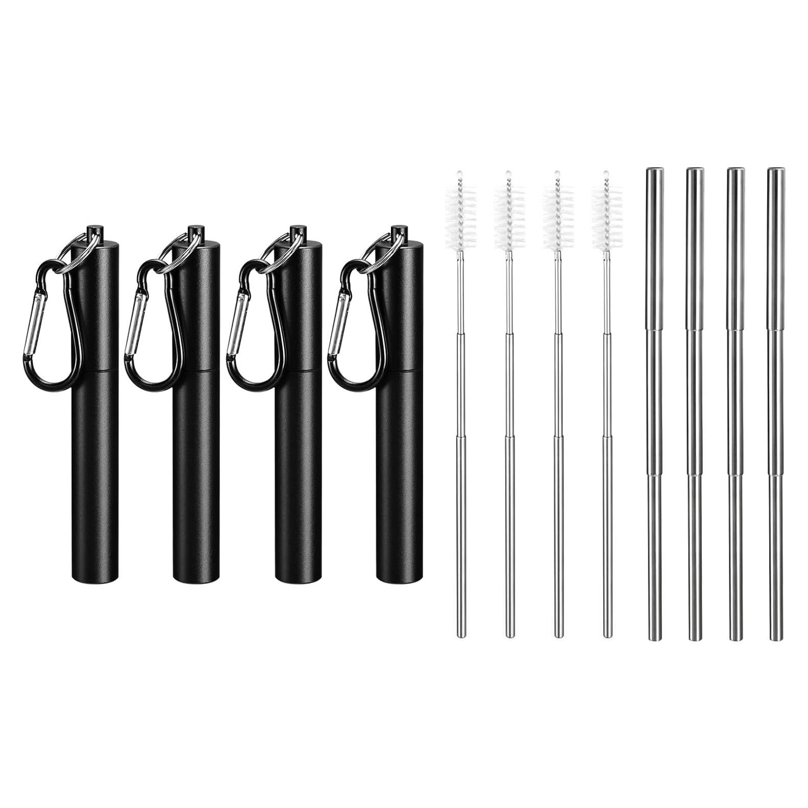 Pajitas de Metal Reutilizables uxcell 4 Pcs Ajustables 23-9.5 cm