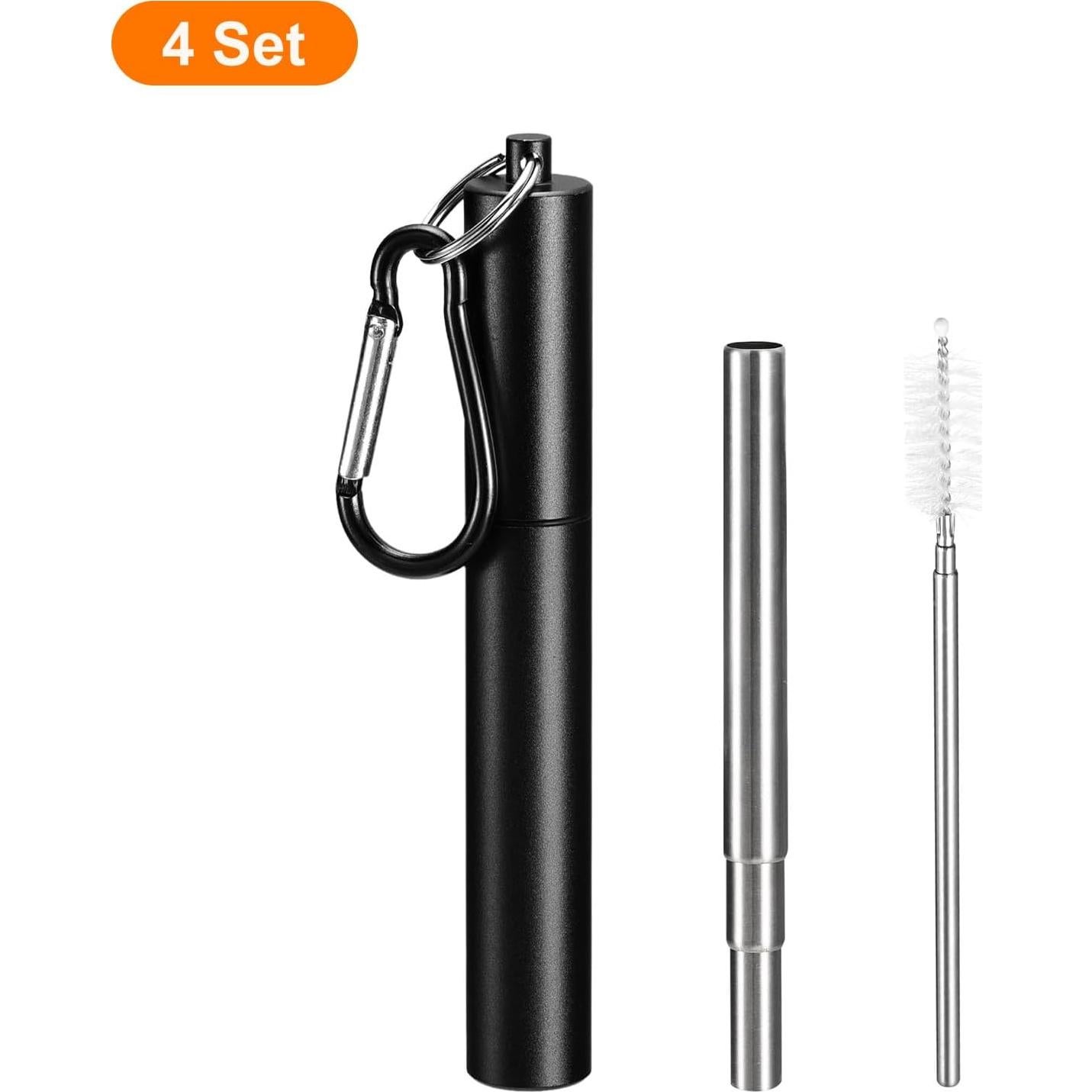 Pajitas de Metal Reutilizables uxcell 4 Pcs Ajustables 23-9.5 cm