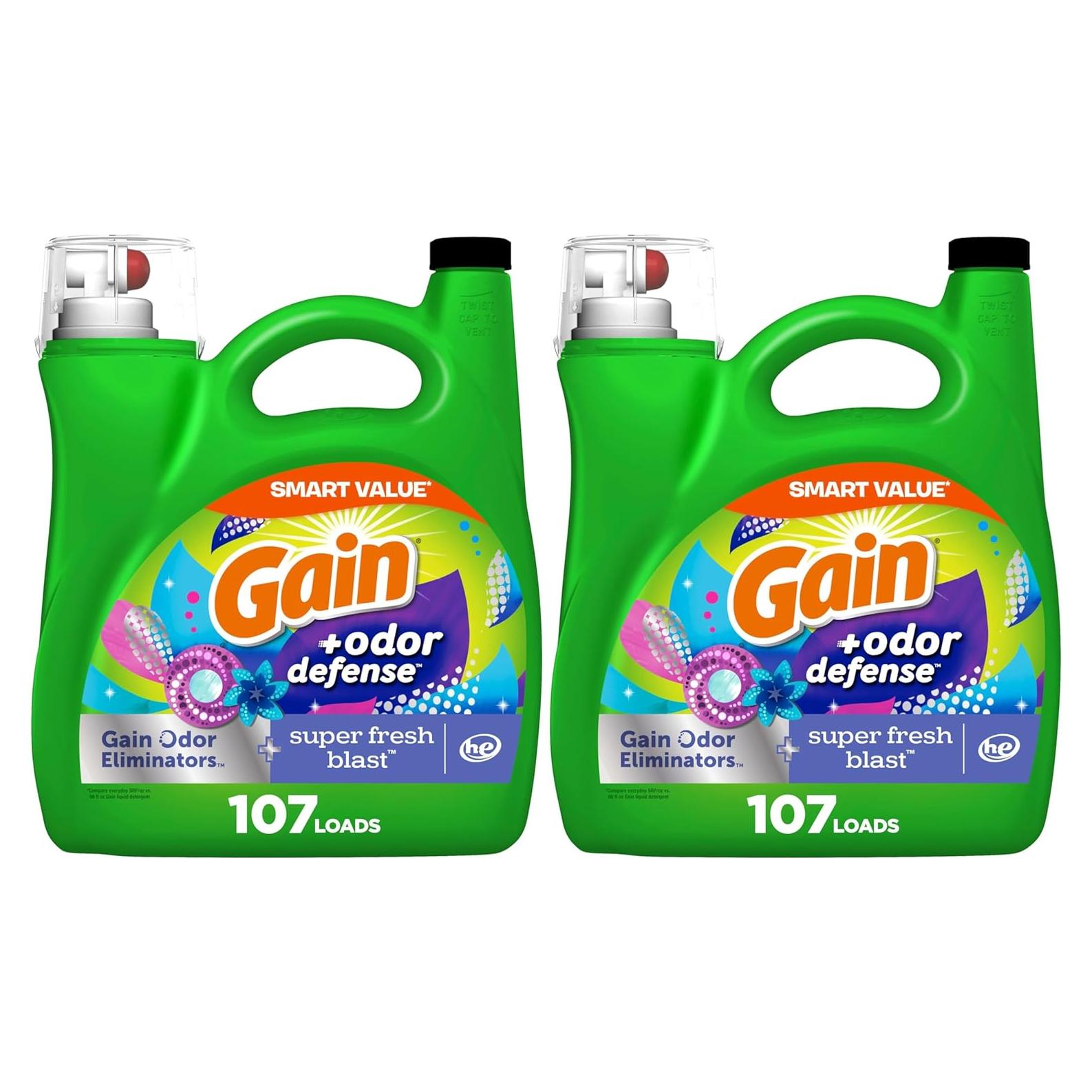 Detergente Líquido Gain Defensa contra Olores 4.54L (Paquete de 2)