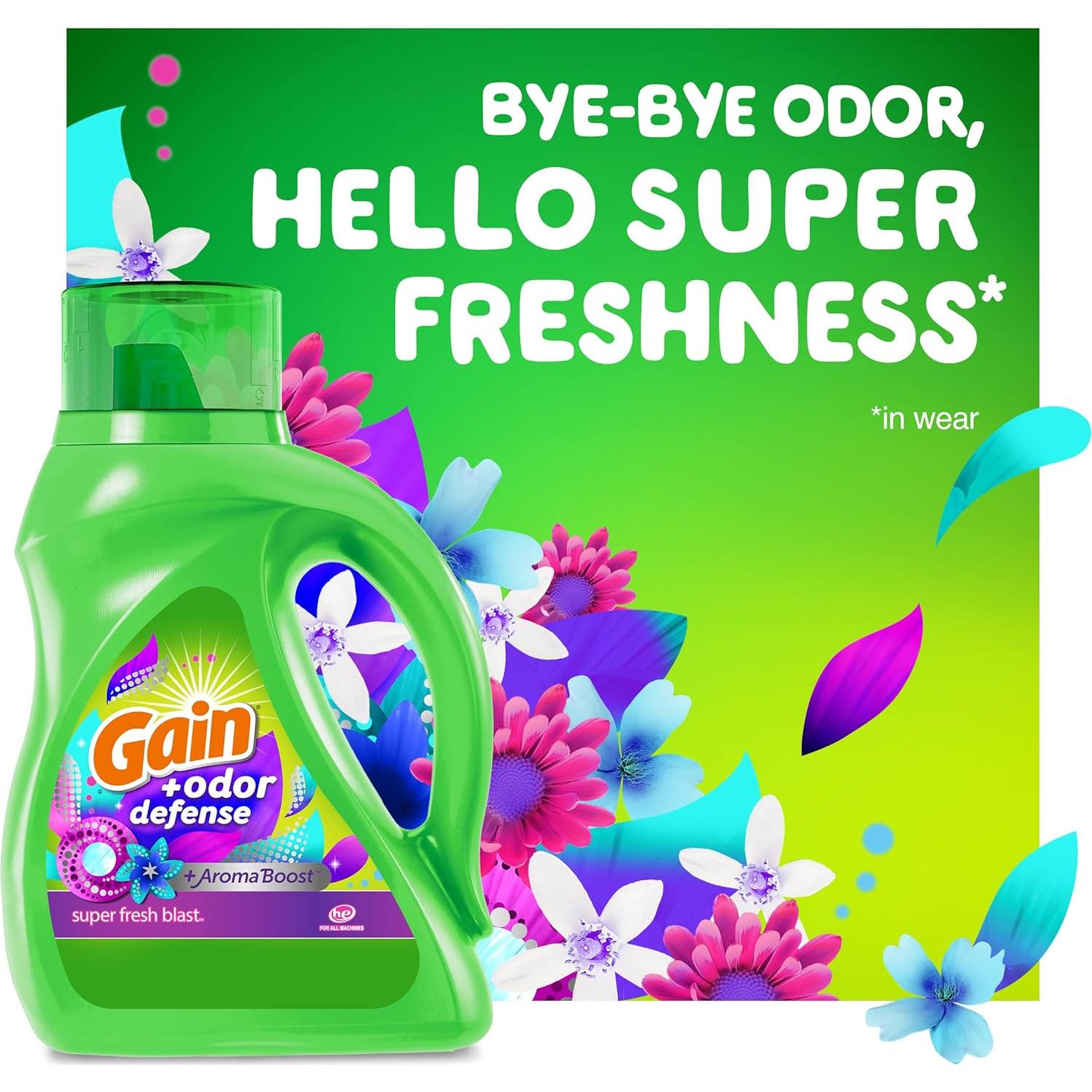 Detergente Líquido Gain Defensa contra Olores 4.54L (Paquete de 2)