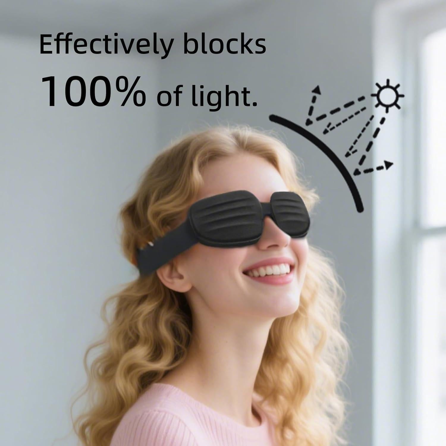 Máscara de Sueño 3D Fismool Negra para Dormir Sin Luz