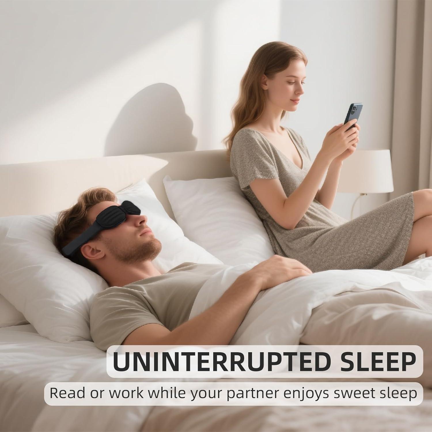 Máscara de Sueño 3D Fismool Negra para Dormir Sin Luz