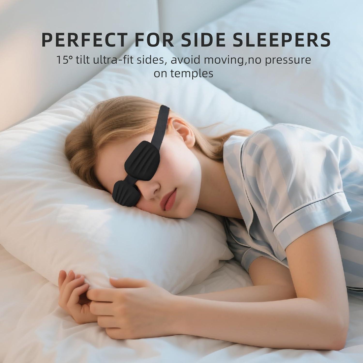 Máscara de Sueño 3D Fismool Negra para Dormir Sin Luz