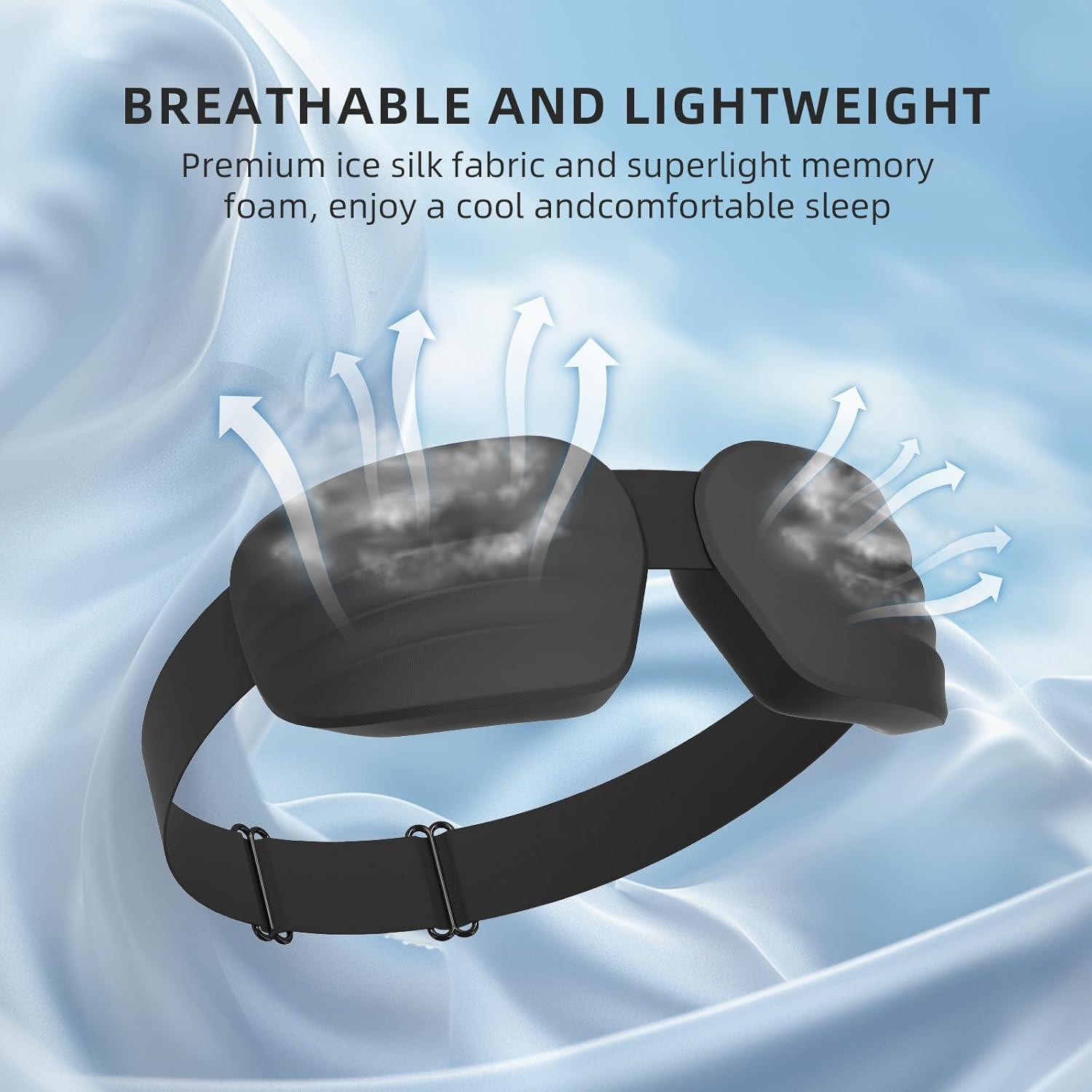 Máscara de Sueño 3D Fismool Negra para Dormir Sin Luz