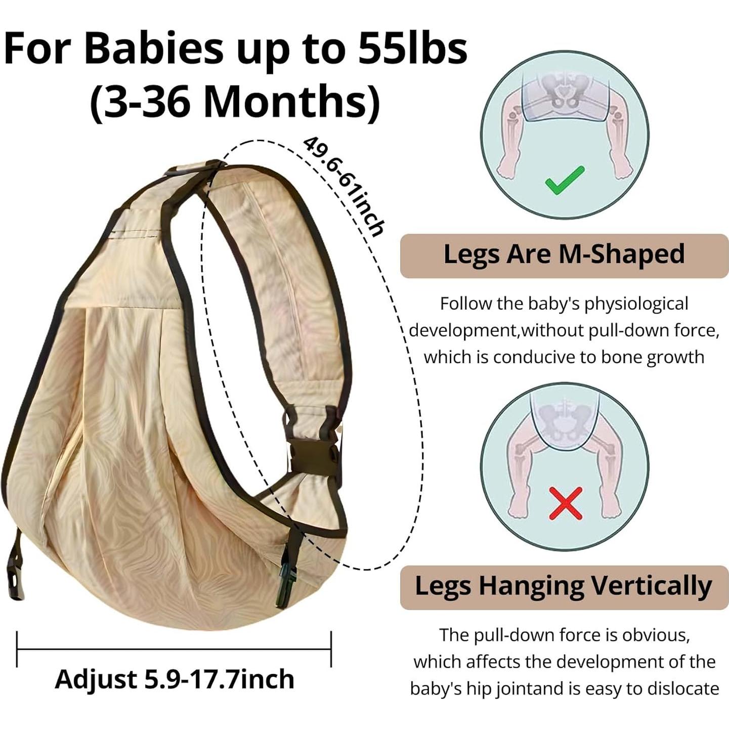 Portabebés Sling Ergonomico Beige Cebra para Bebés 0-25 kg