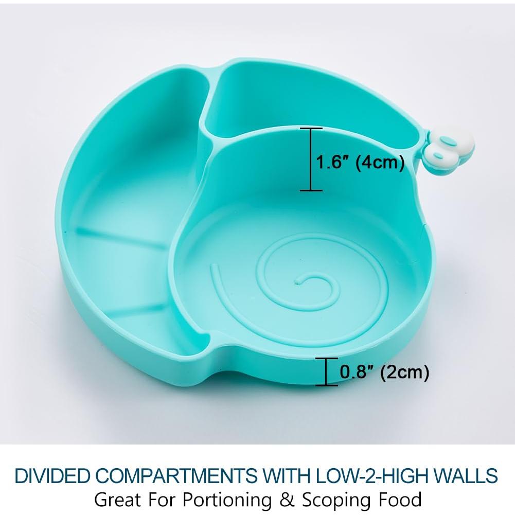 Plato de Succión de Silicona Matyz Caracol Azul 3 Compartimentos