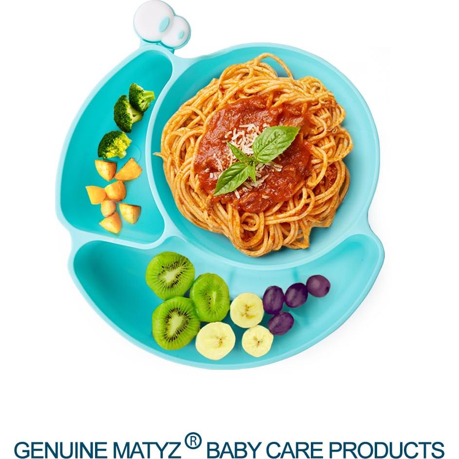 Plato de Succión de Silicona Matyz Caracol Azul 3 Compartimentos