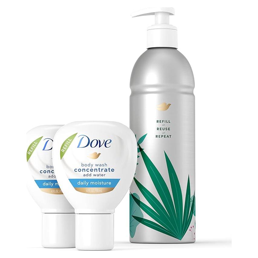 Kit de Jabón Corporal Dove con Botella Reutilizable 4 FL OZ
