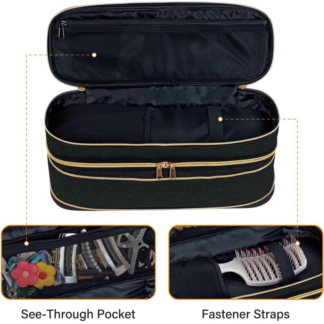 Funda de viaje UOZL para secador de pelo y plancha - Negro