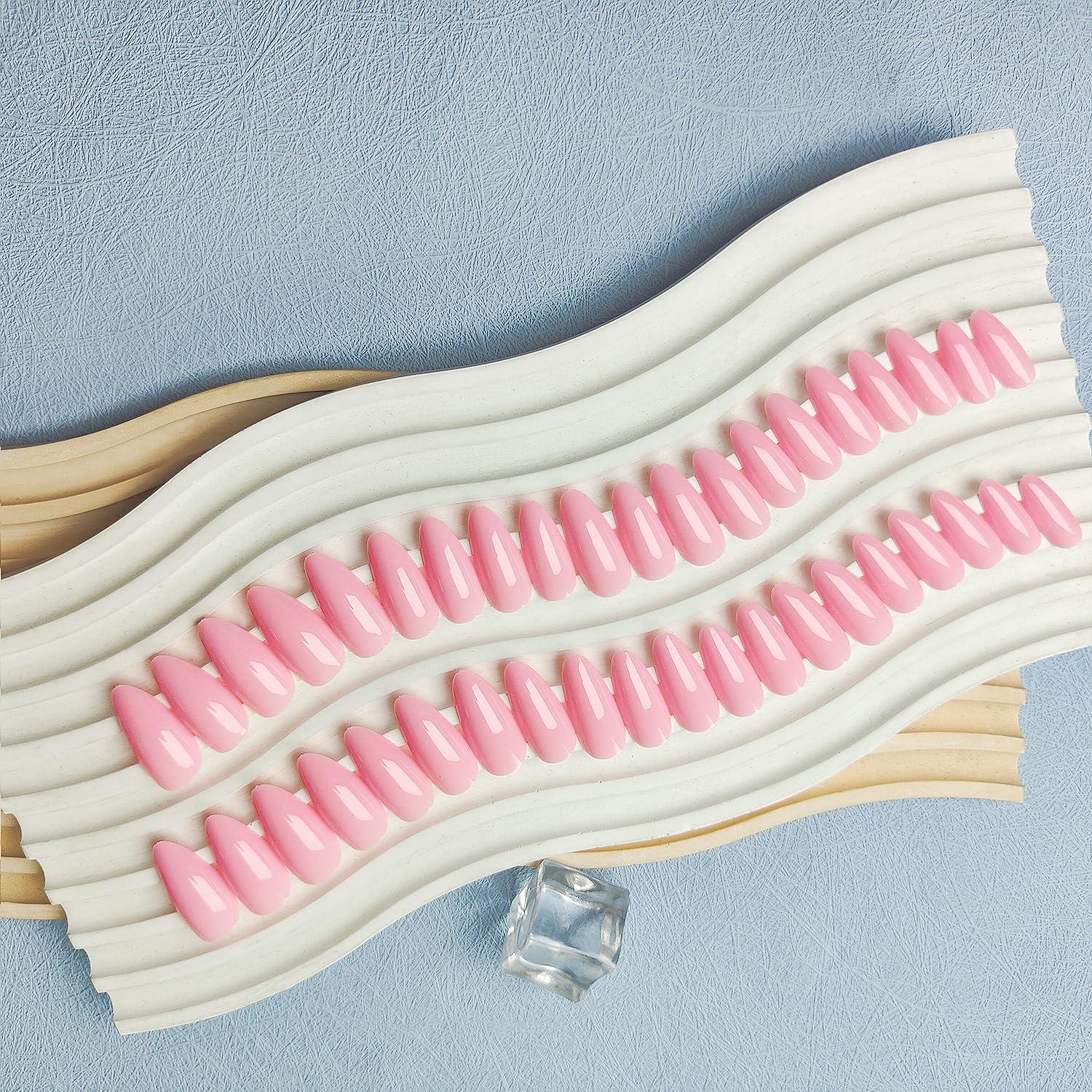 Uñas Postizas Almendra Rosa Bebé KXAMELIE 48 Pcs Reutilizables