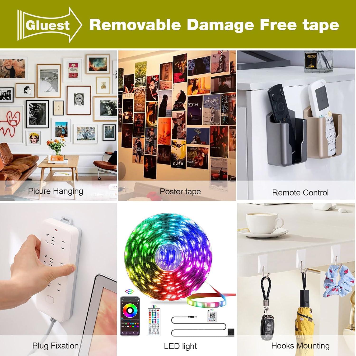 Cinta Doble Cara Removible Gluest 10mm x 6.1m Alta Resistencia