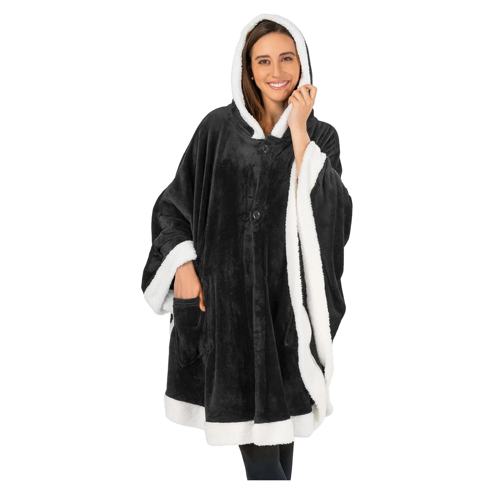 Manta Ponible PAVILIA para Mujeres Adultas - Forro Polar Negro