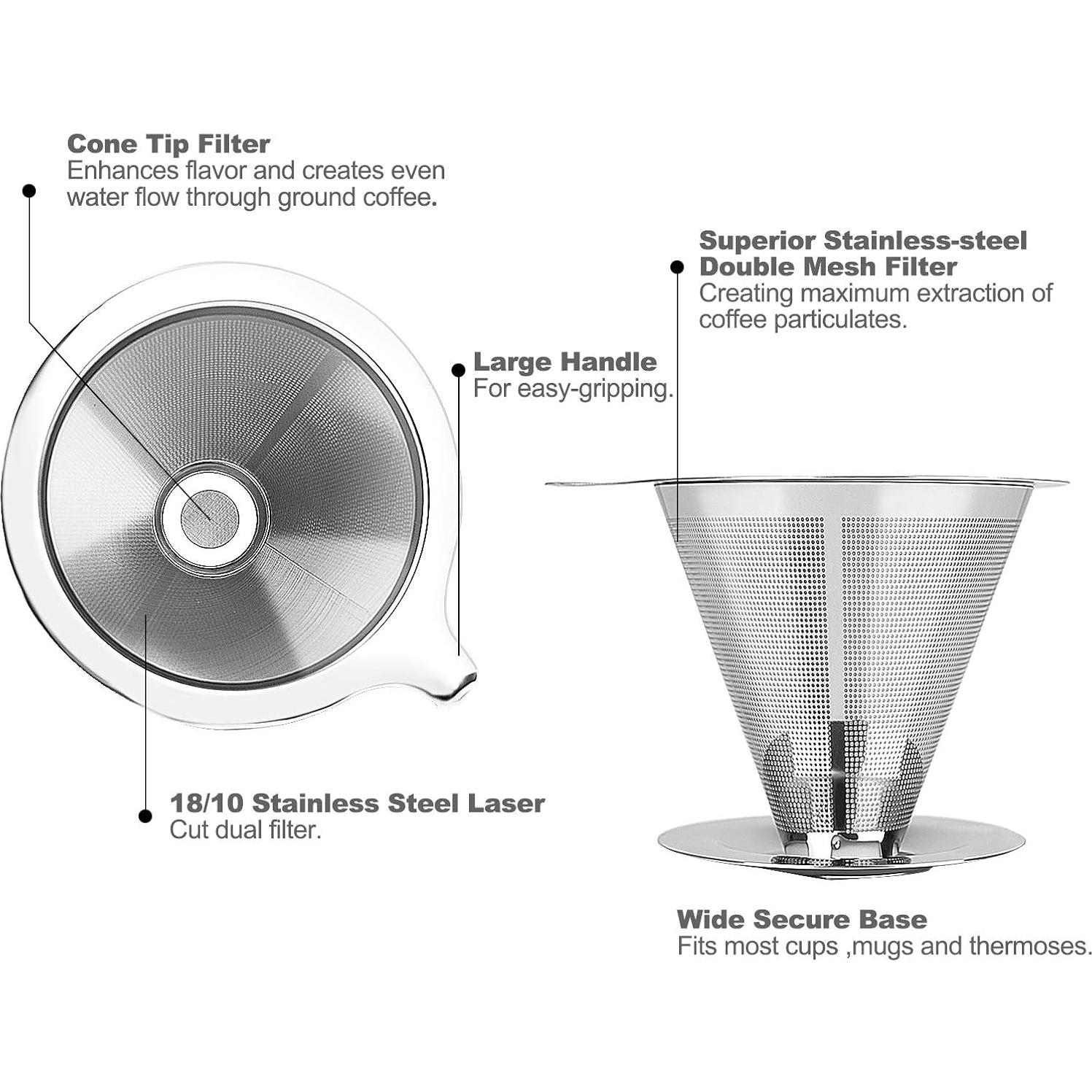 Goteador de café Hanlomele de acero inoxidable 1-2 tazas