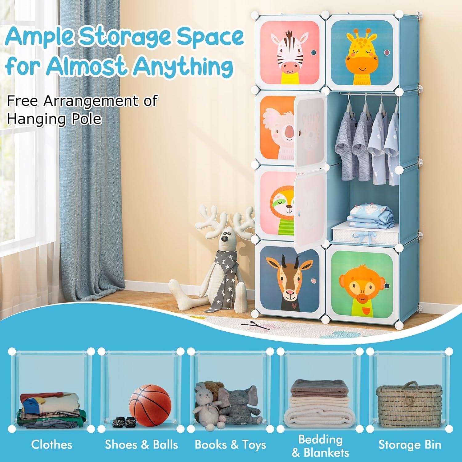 Armario Infantil HONEY JOY 8 Cubos Azul Modular 75x35.5x145 cm