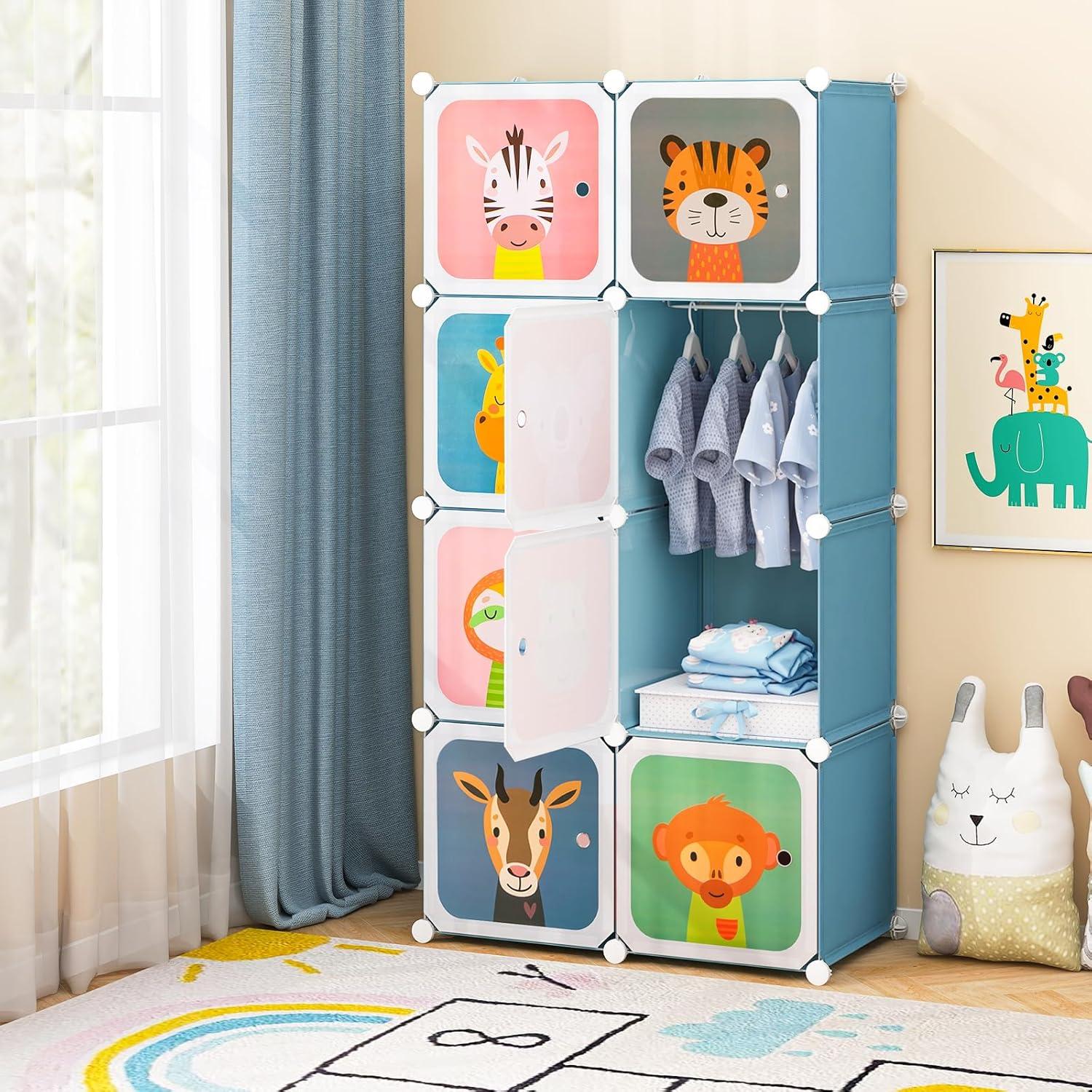 Armario Infantil HONEY JOY 8 Cubos Azul Modular 75x35.5x145 cm