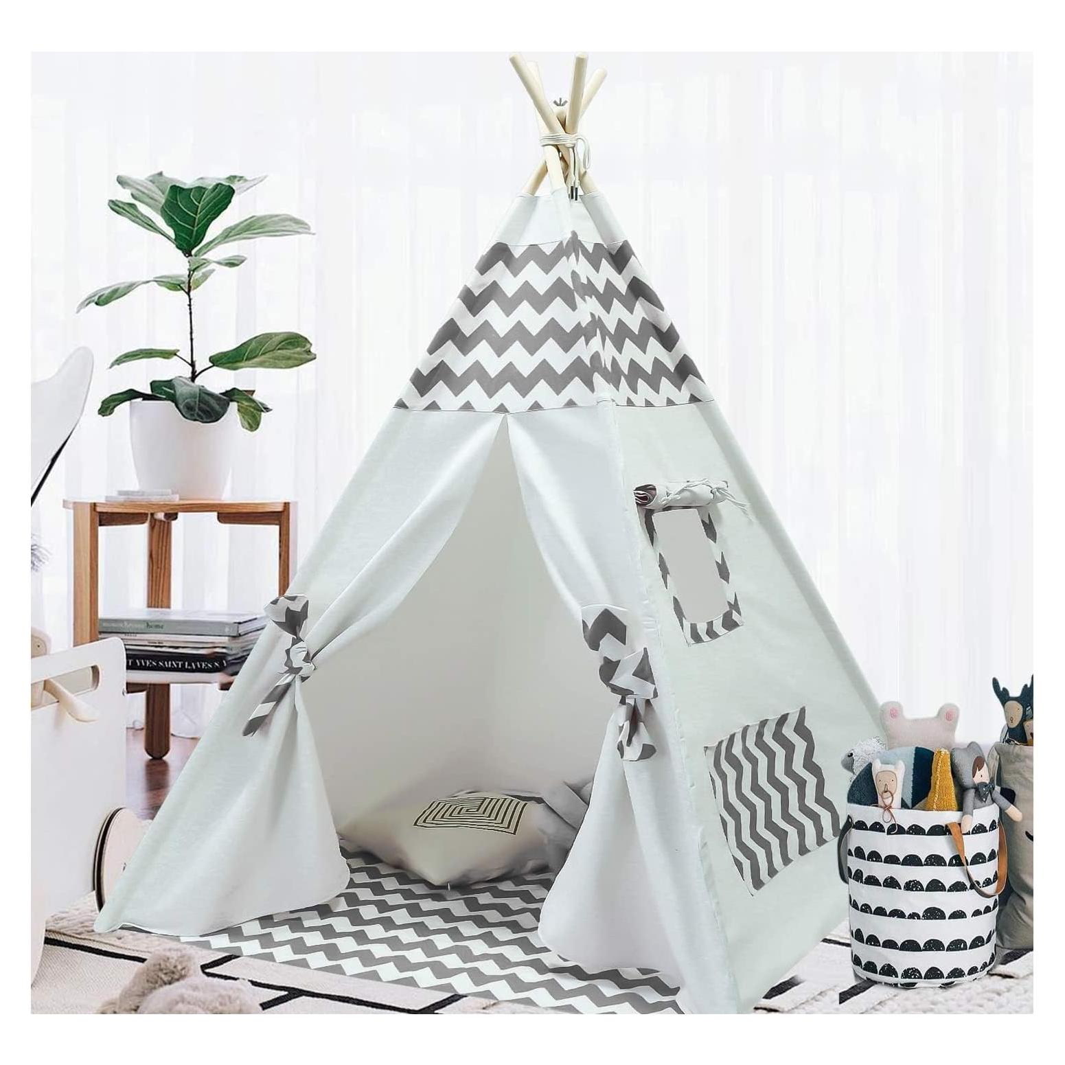 Tienda Tipi para Niños Tanen Tech Gris Chevron 120x120 cm