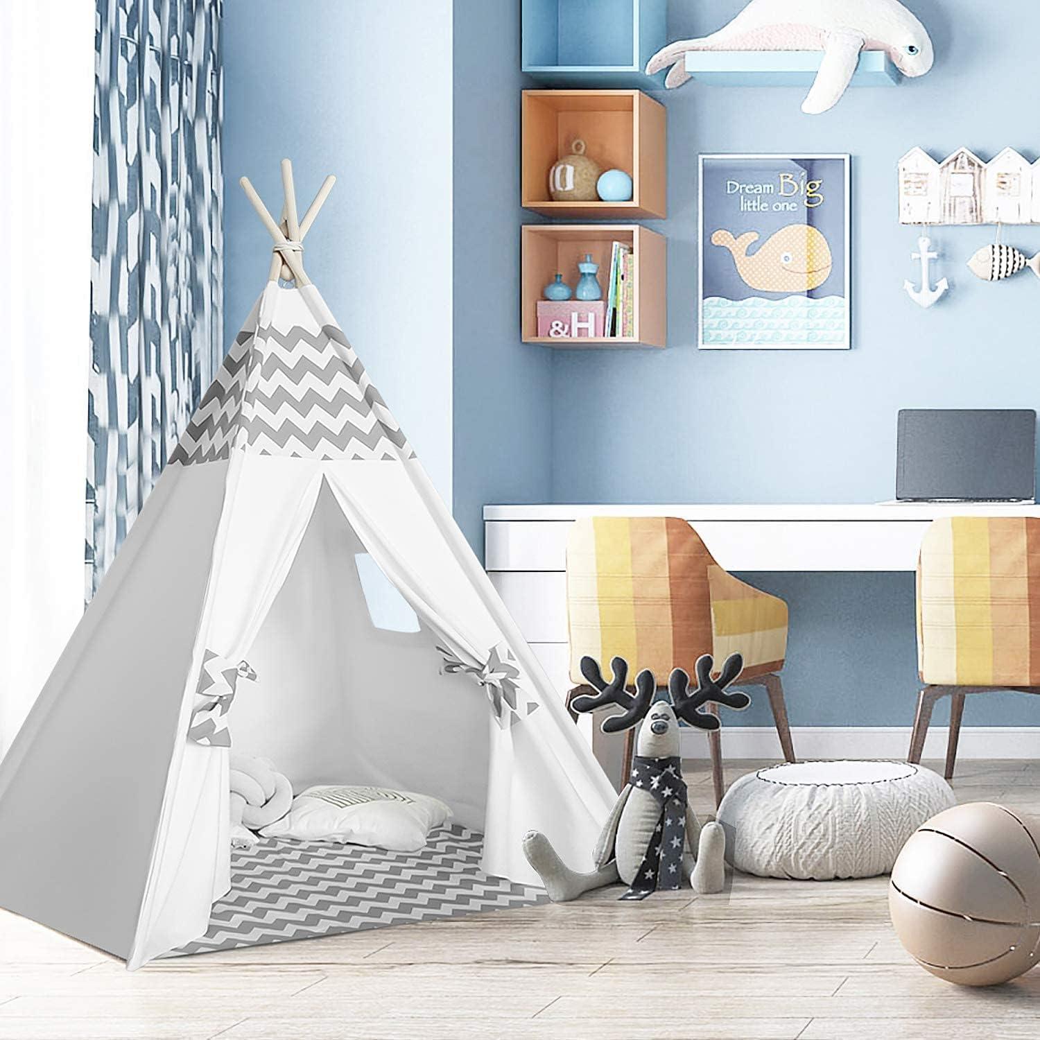 Tienda Tipi para Niños Tanen Tech Gris Chevron 120x120 cm