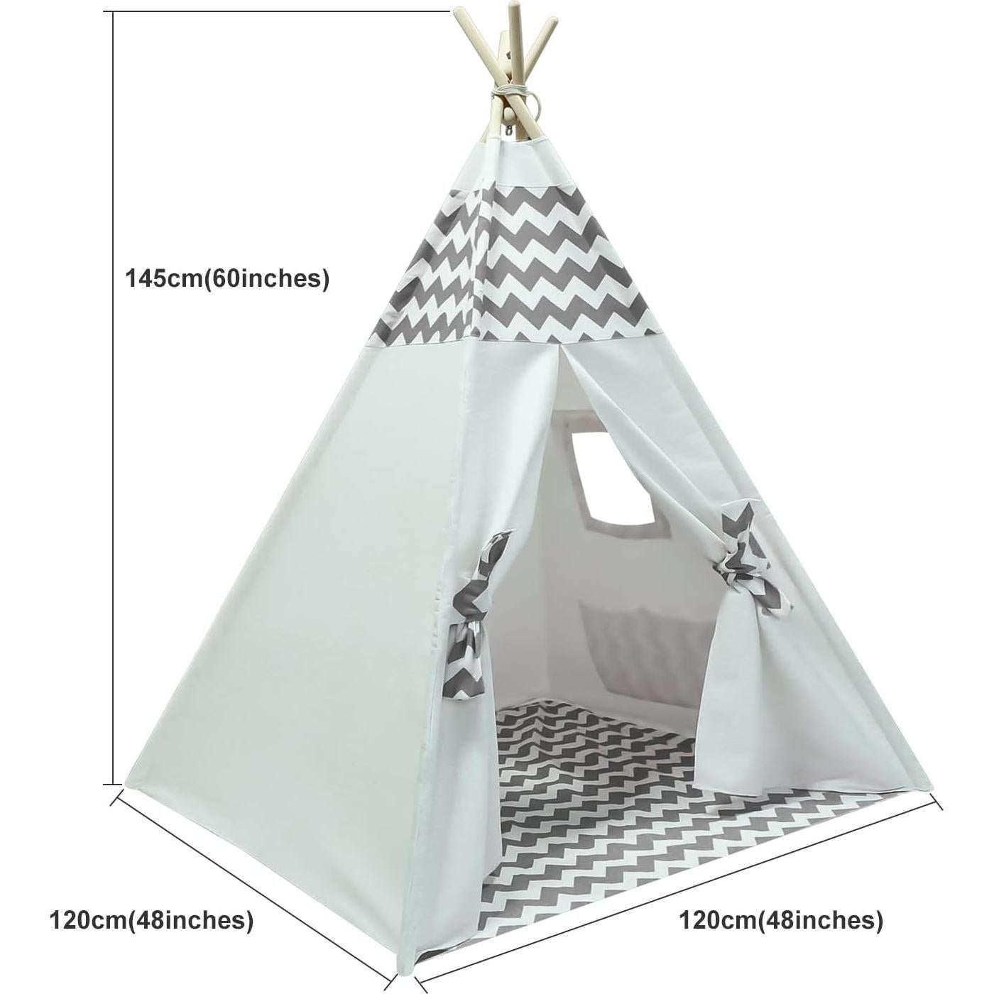 Tienda Tipi para Niños Tanen Tech Gris Chevron 120x120 cm