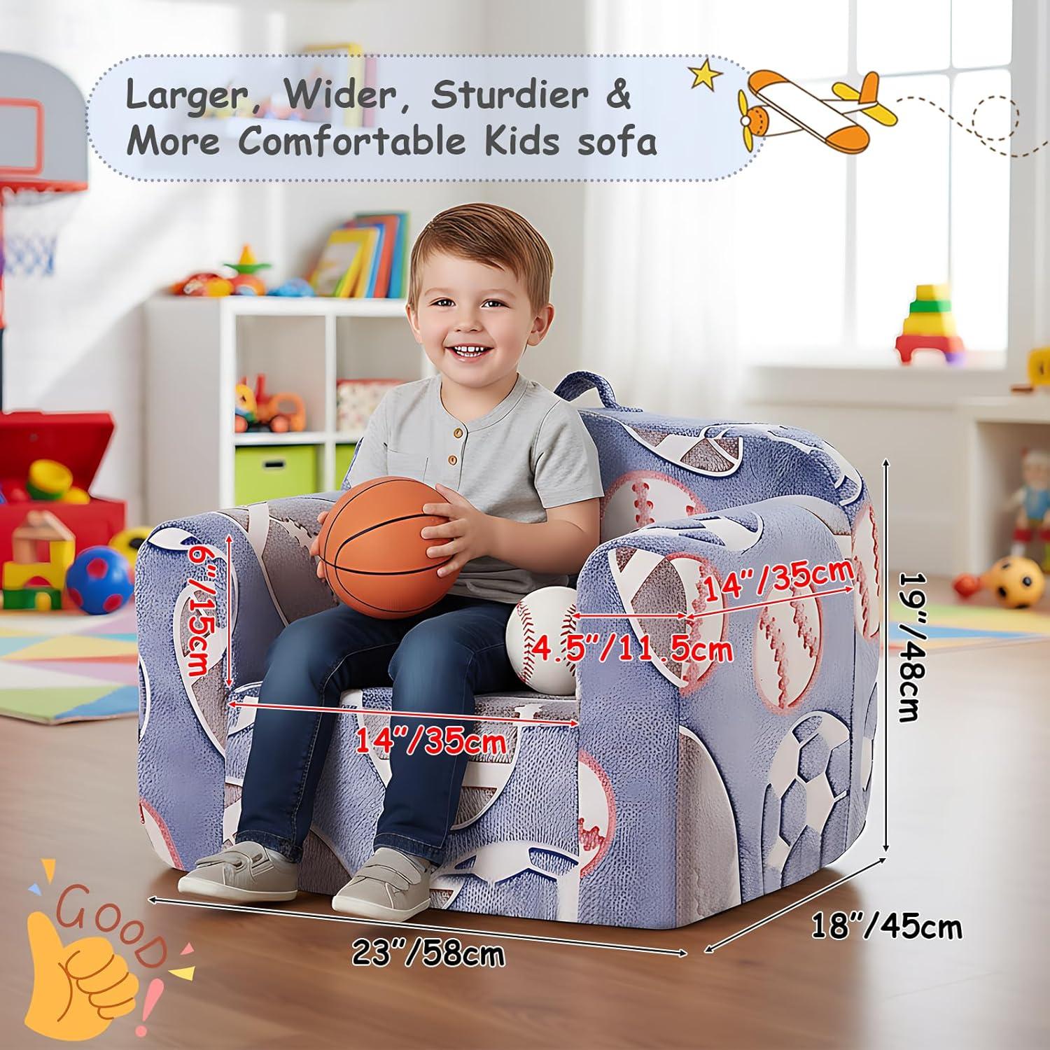 Sofá Infantil Tiita Chirldren con Asa, Espuma y Patrón Caricatura