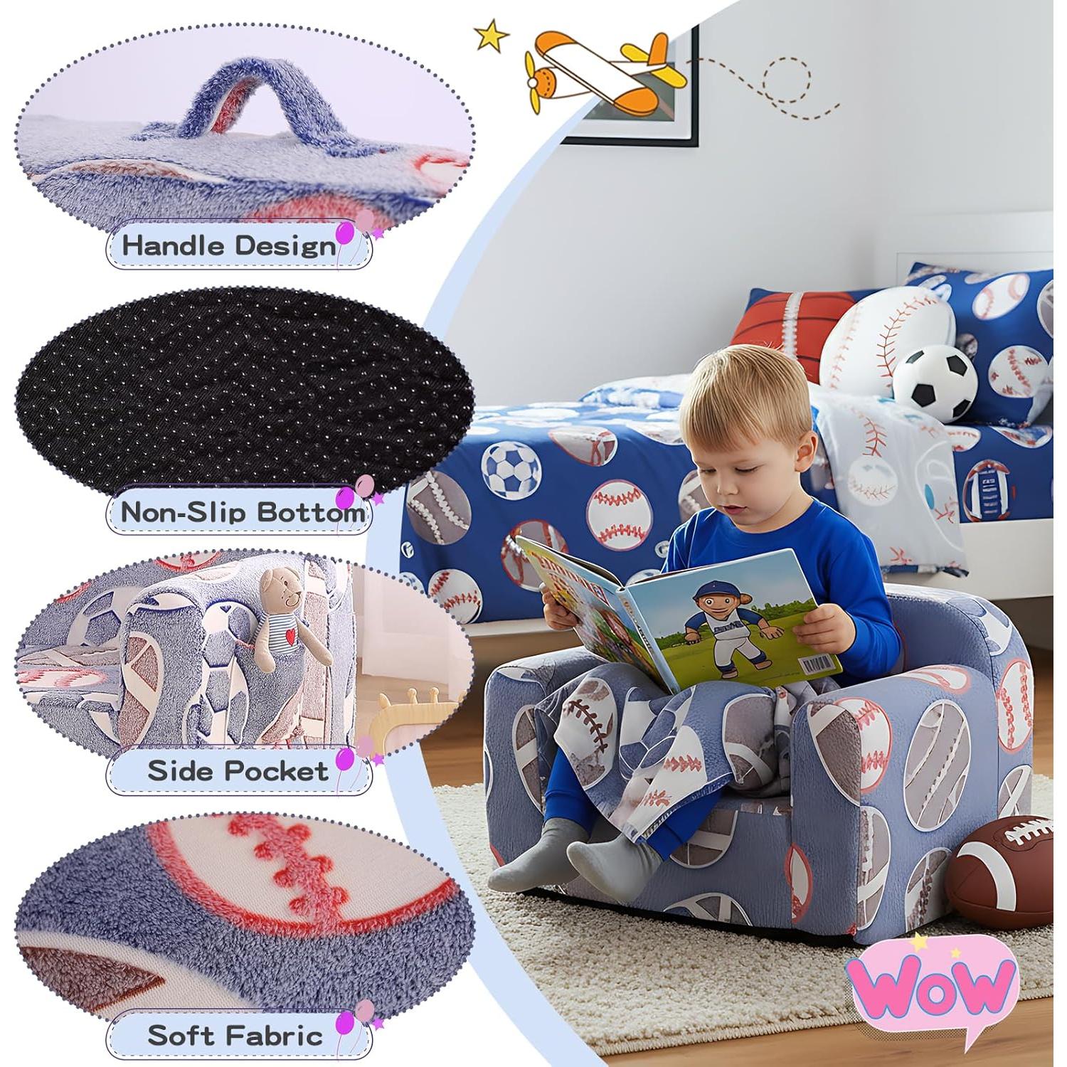 Sofá Infantil Tiita Chirldren con Asa, Espuma y Patrón Caricatura